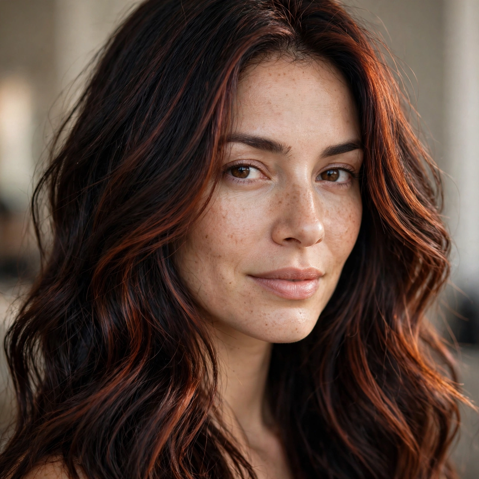 Auburn color on naturally dark hair