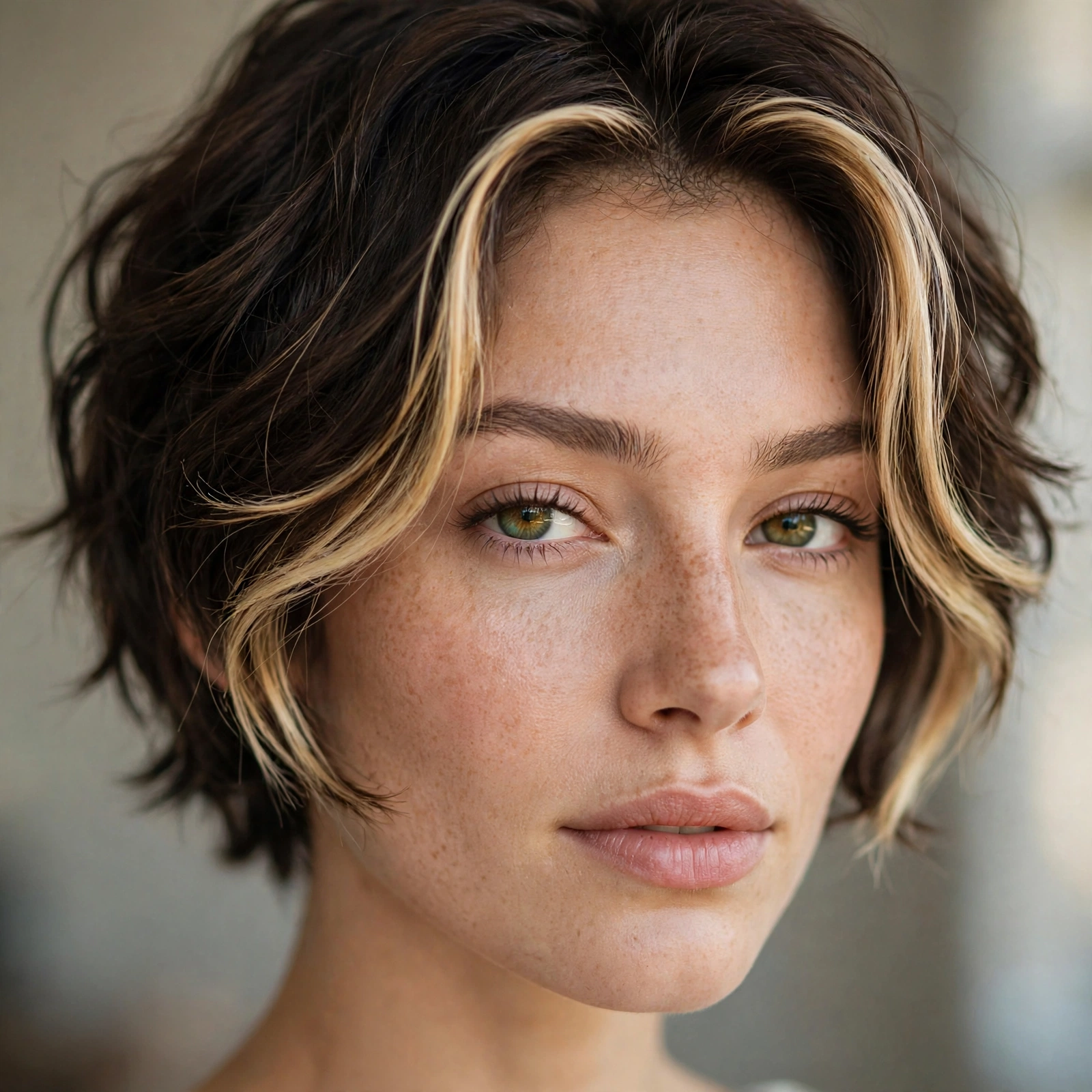Money piece highlights on short hair