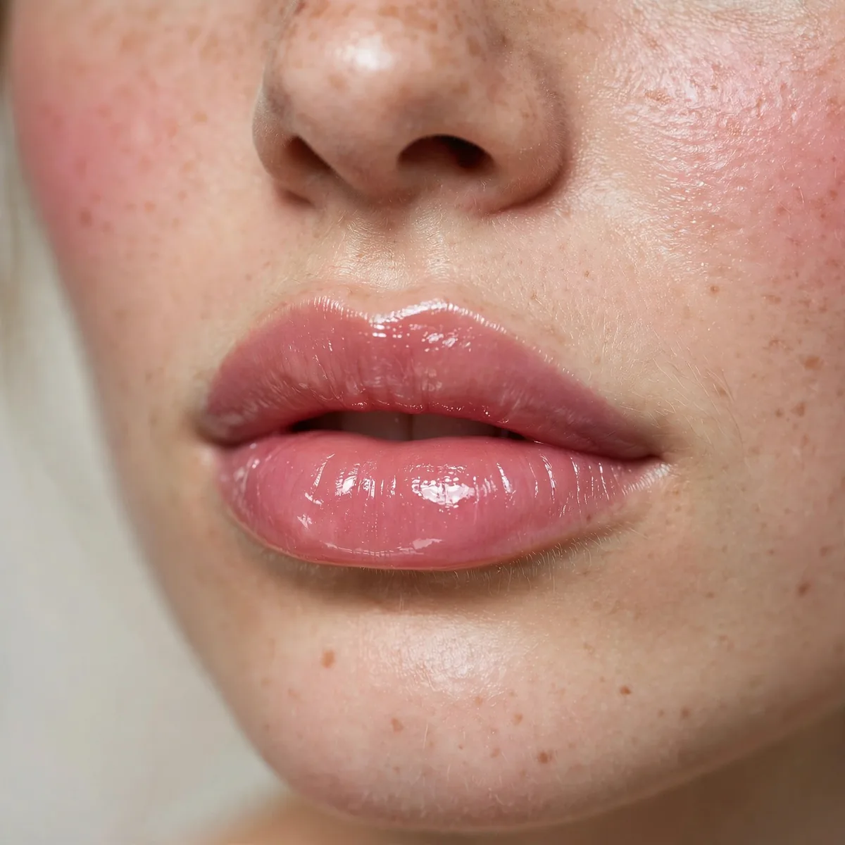 Glossy pink balletcore lips