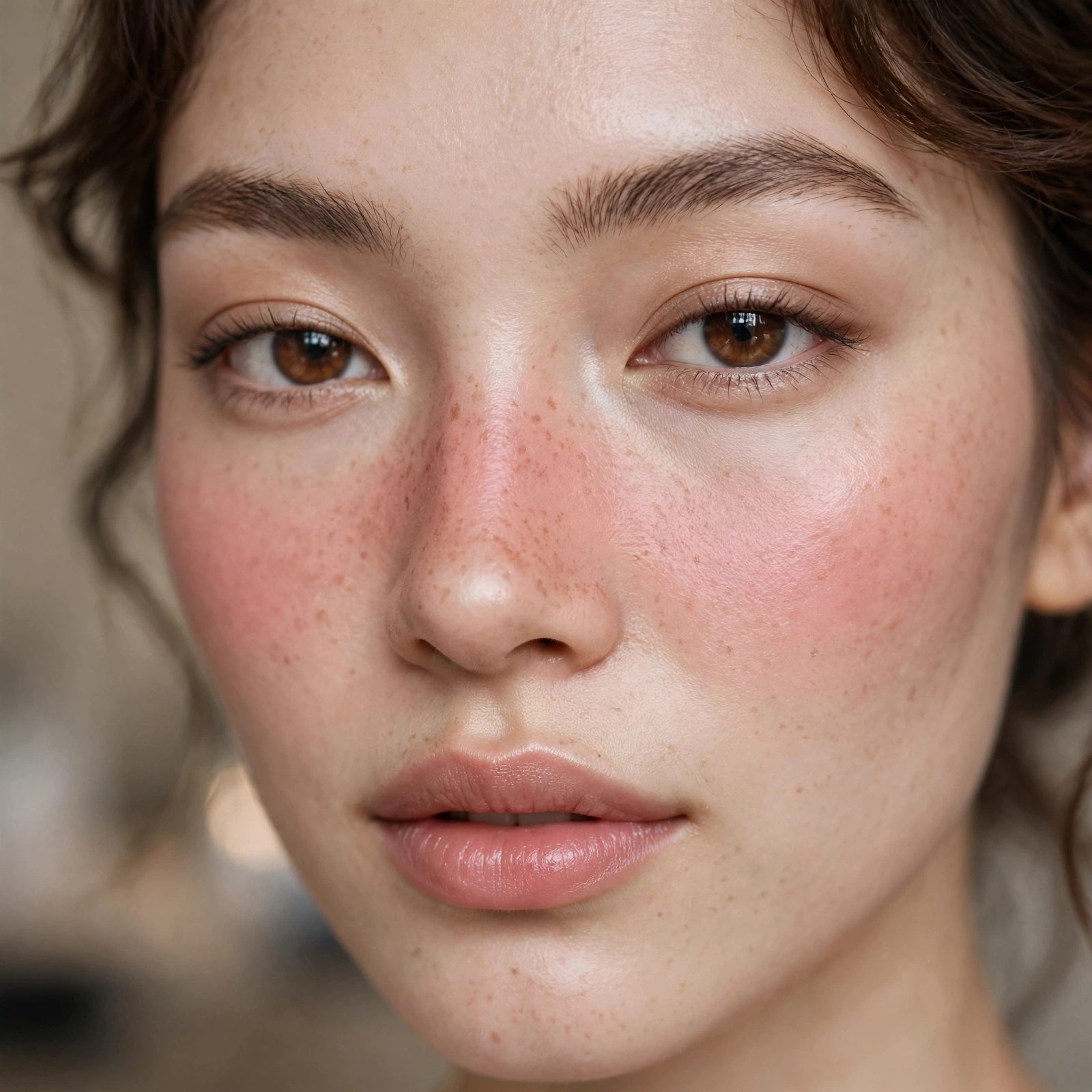 Blush across nose bridge