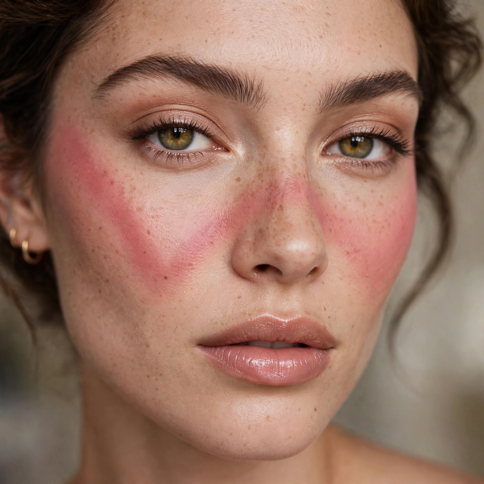 W shape blush application