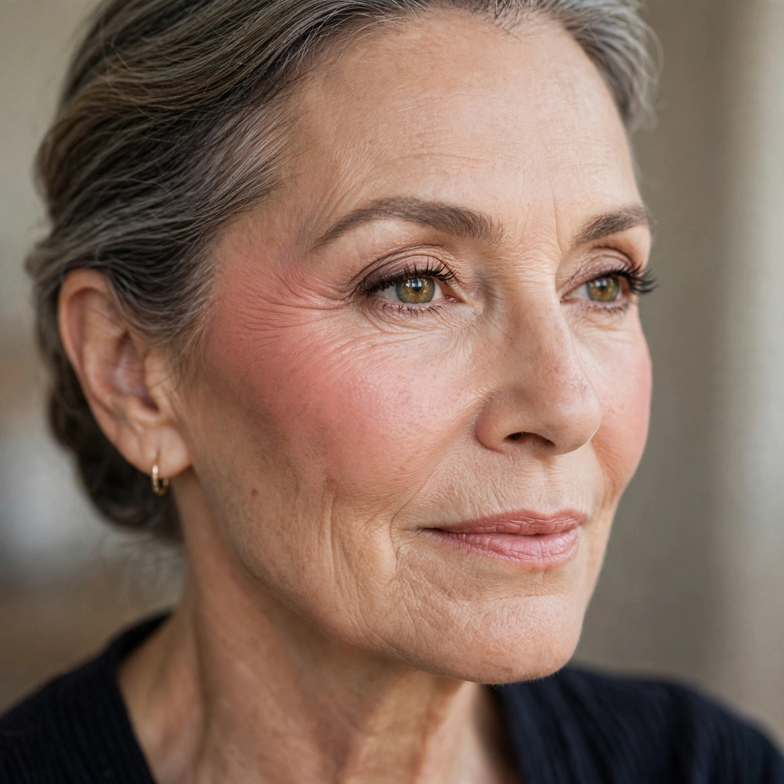 Blush placement for mature faces