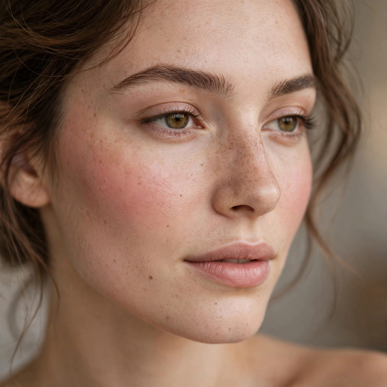 Blush on bare skin natural