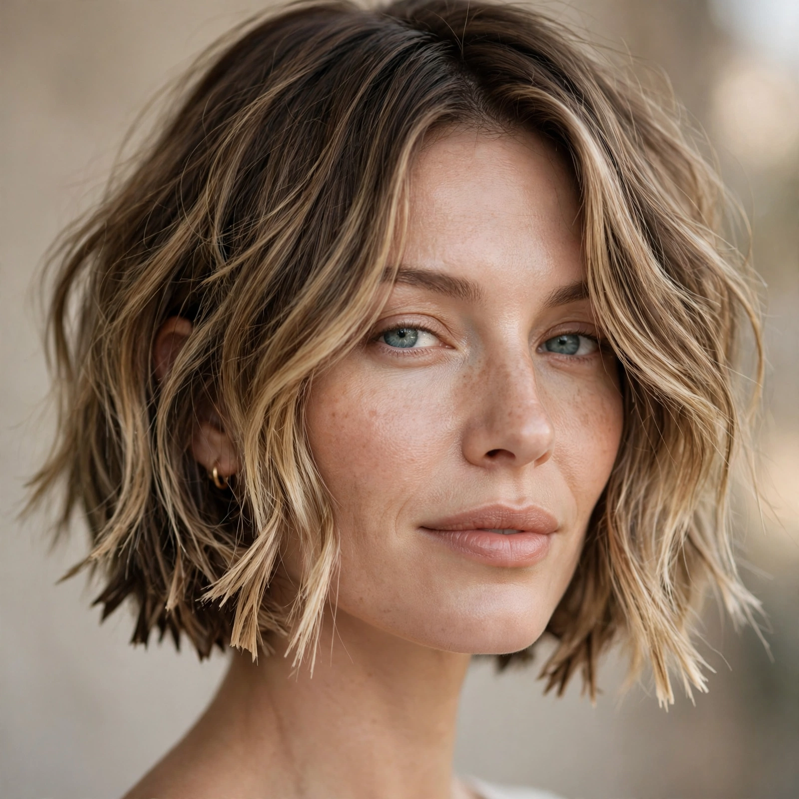 Textured bob with piece-y ends