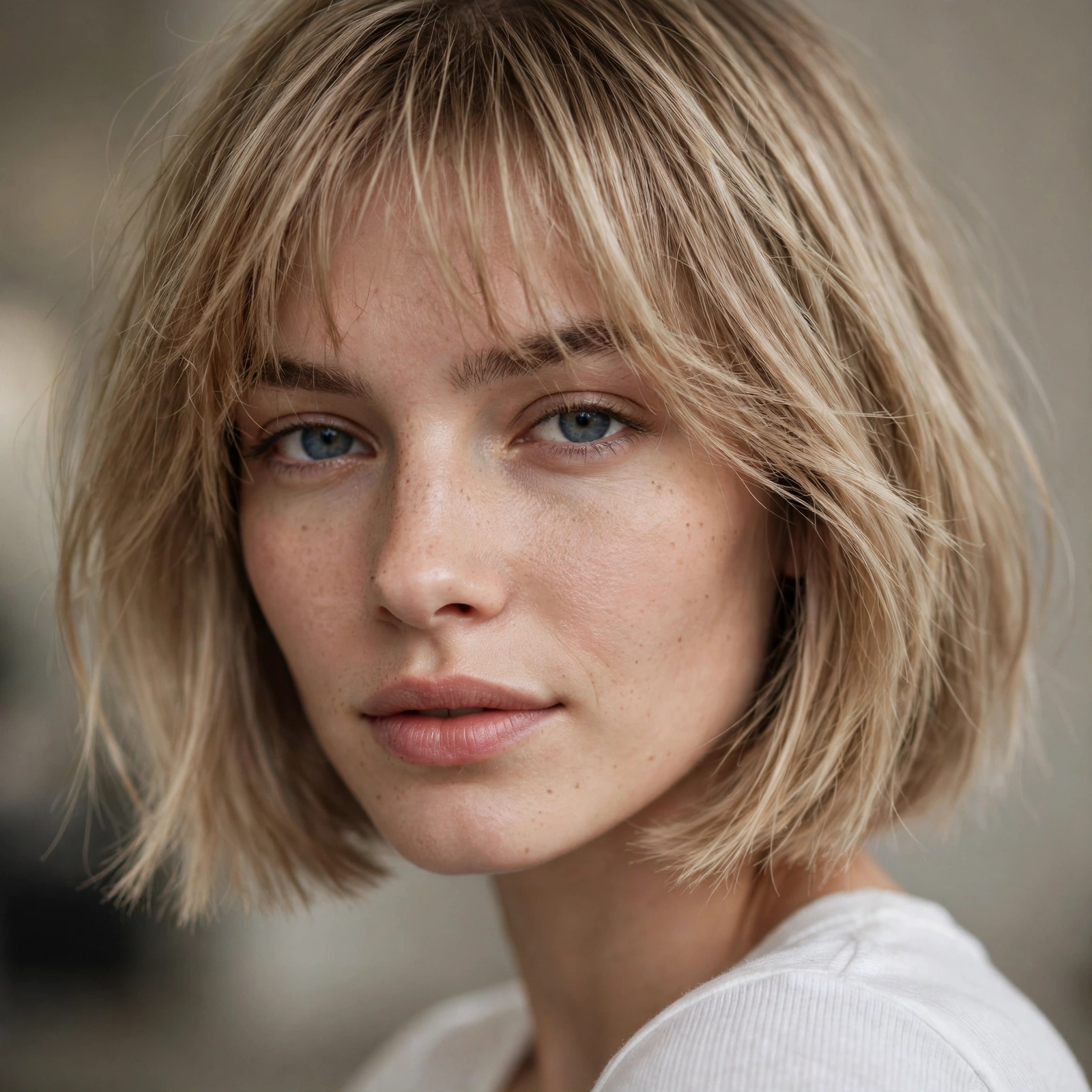 Bob with wispy bangs for fine hair