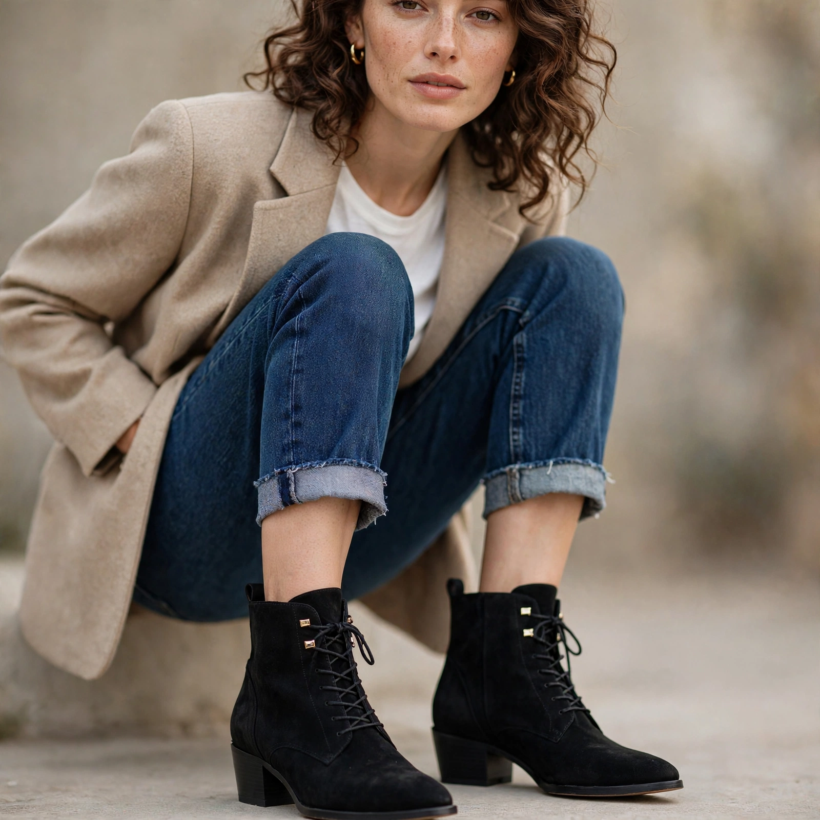 Ankle boots with cropped jeans