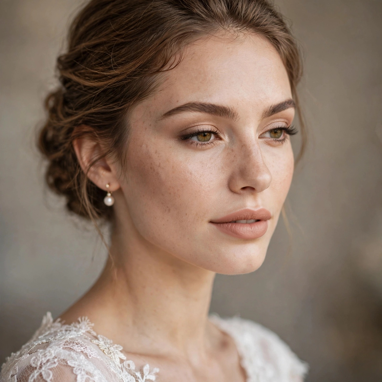 Nude lipstick bridal makeup