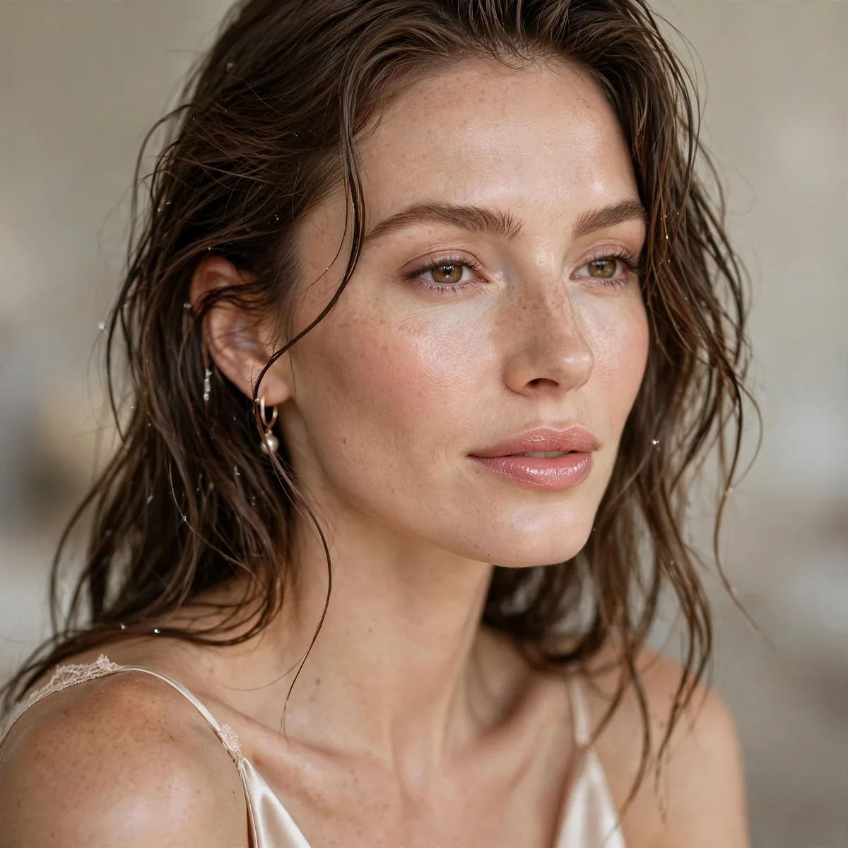 Fresh daytime makeup for shower