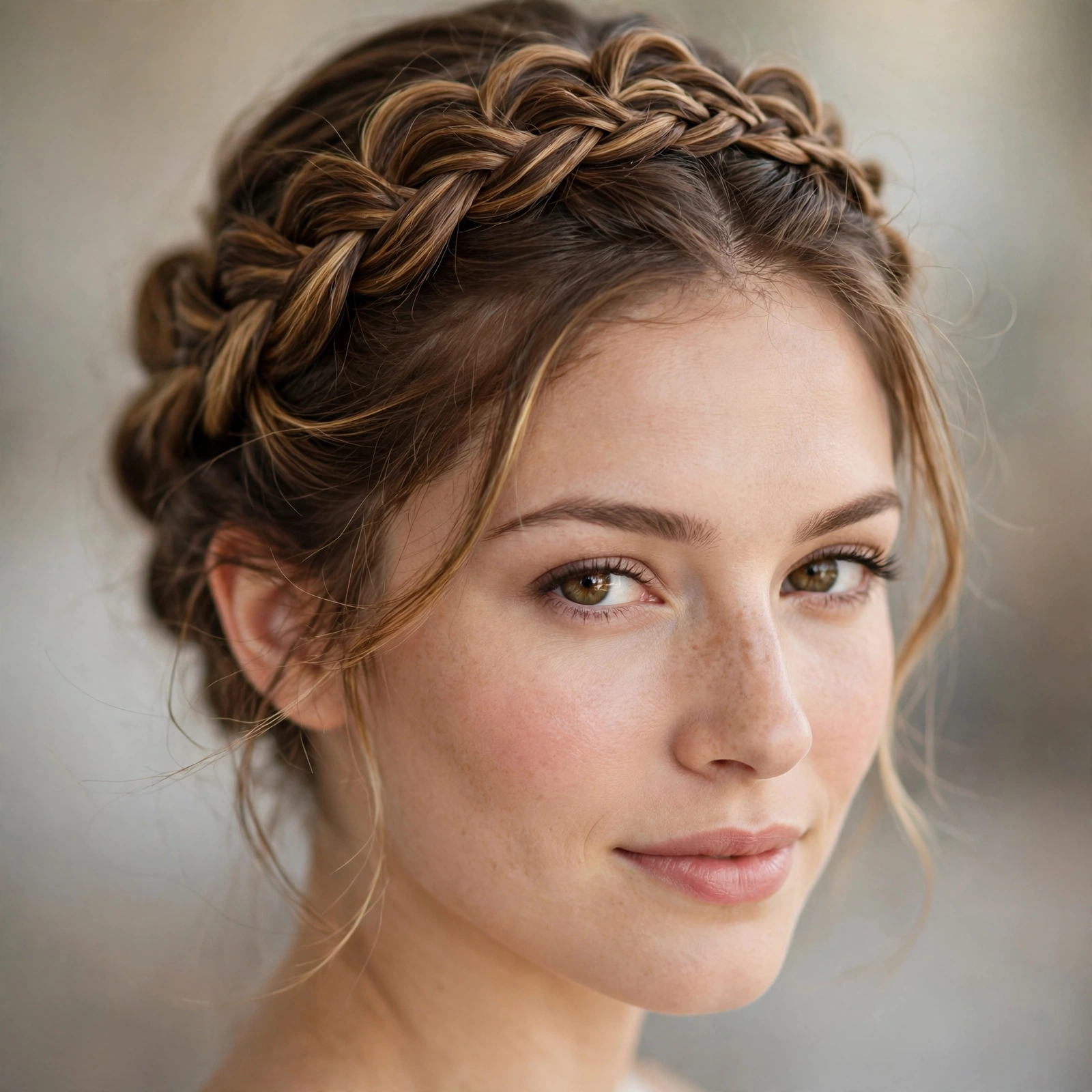 Braided crown bridal updo