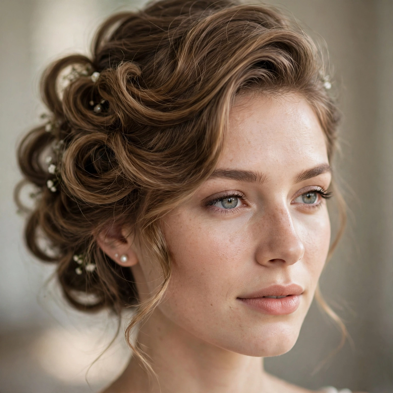 Side-swept bridal updo with volume