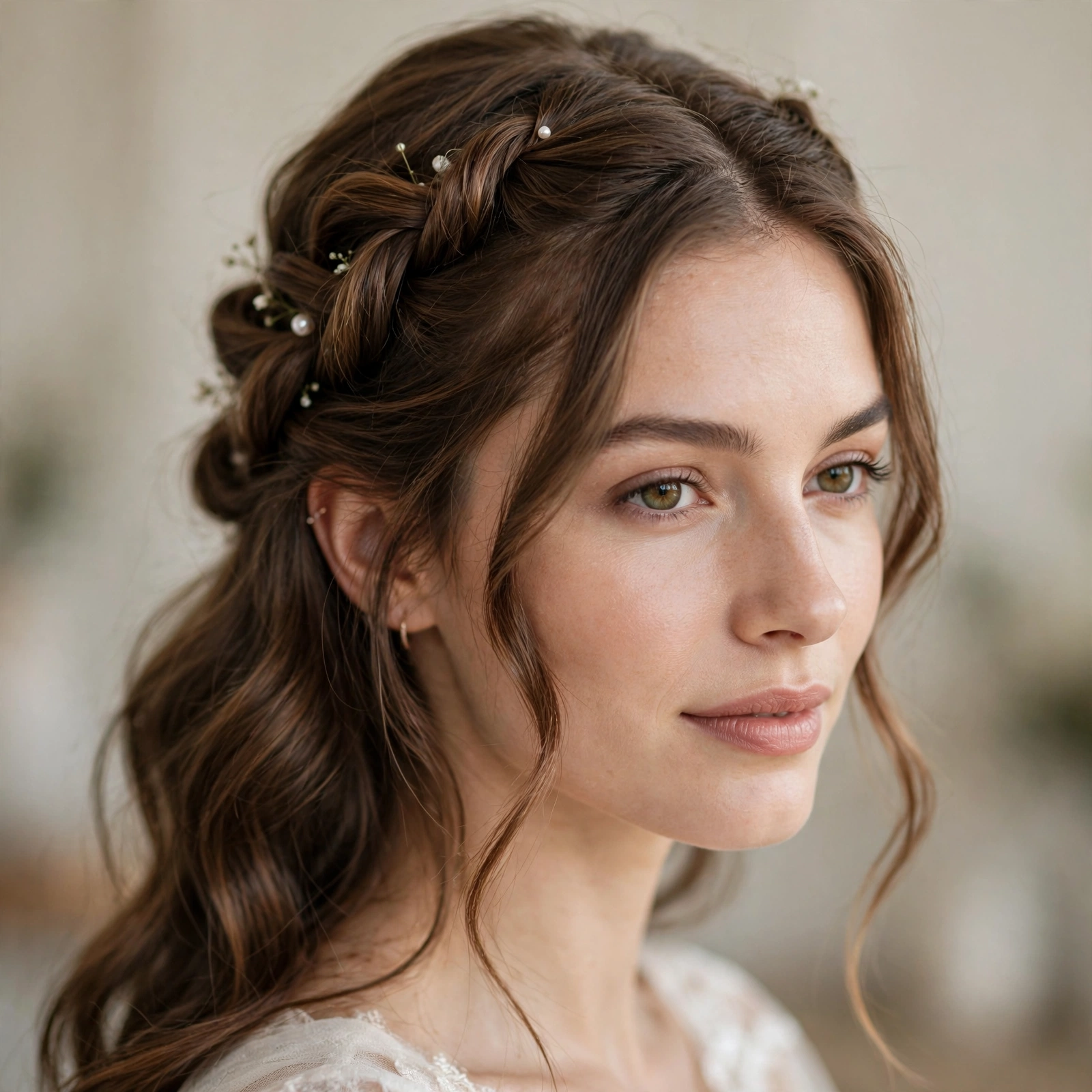 Half-up twisted bridal hairstyle