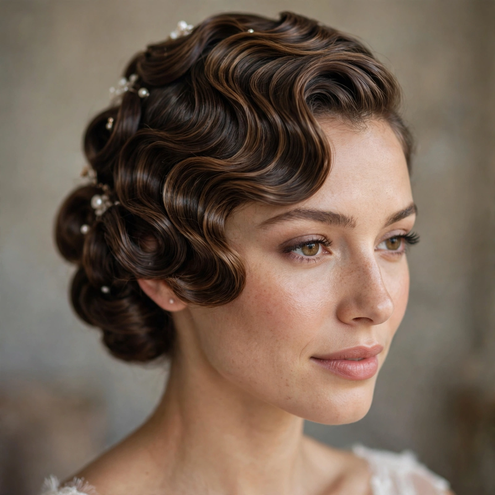 Sculpted vintage waves bridal updo