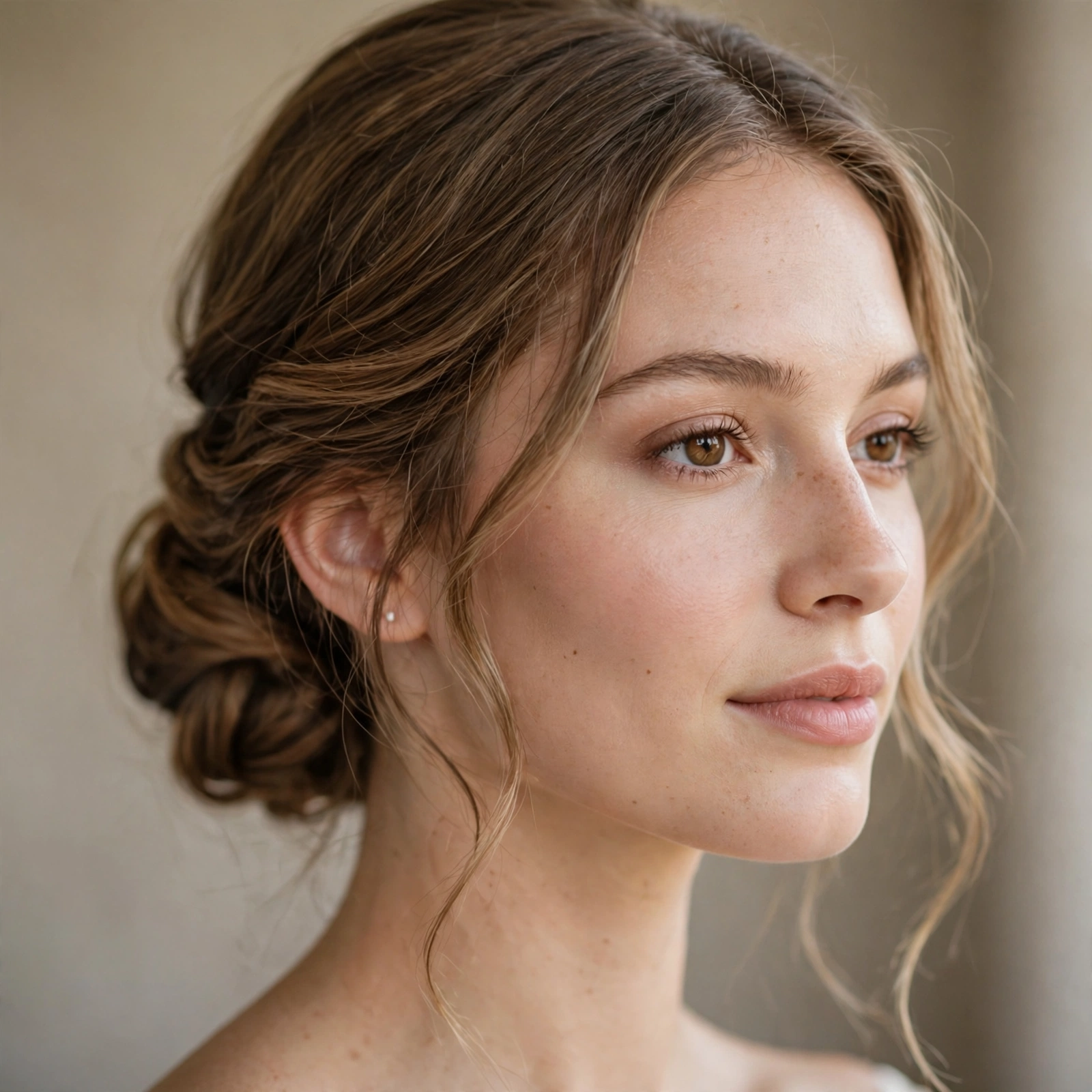 Soft low chignon bridesmaid hairstyle