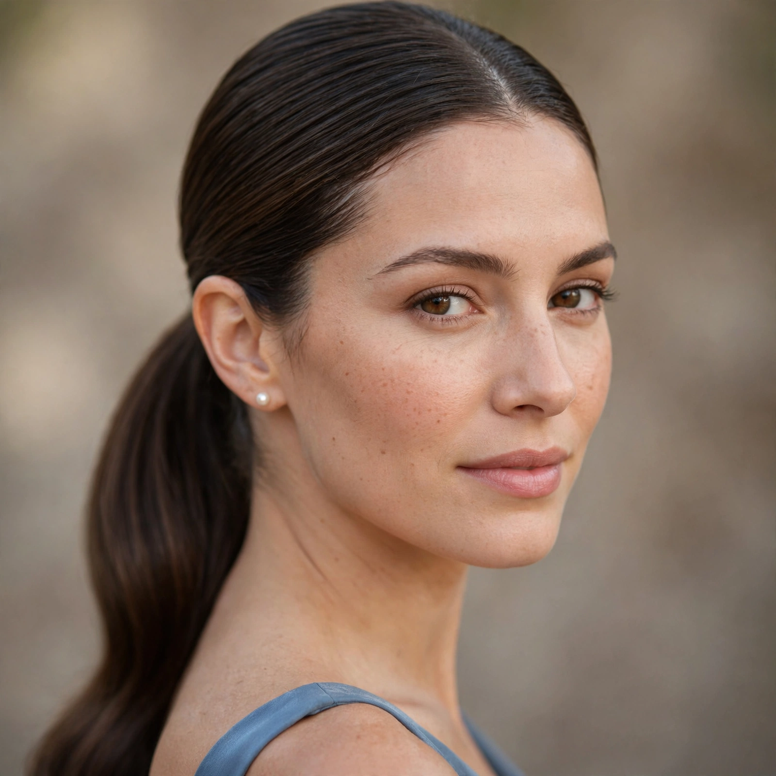 Sleek low ponytail on a bridesmaid