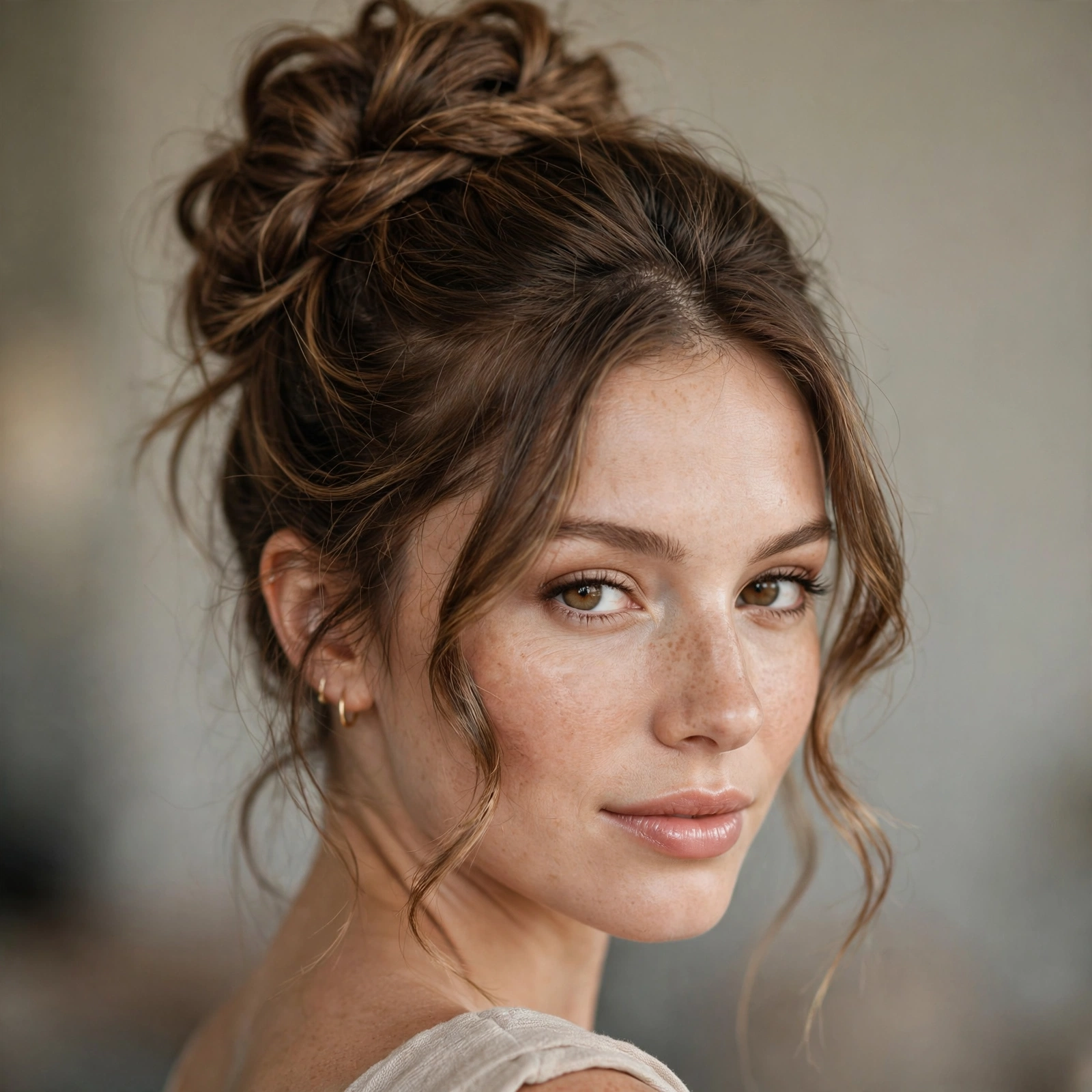 Textured high bun bridesmaid updo