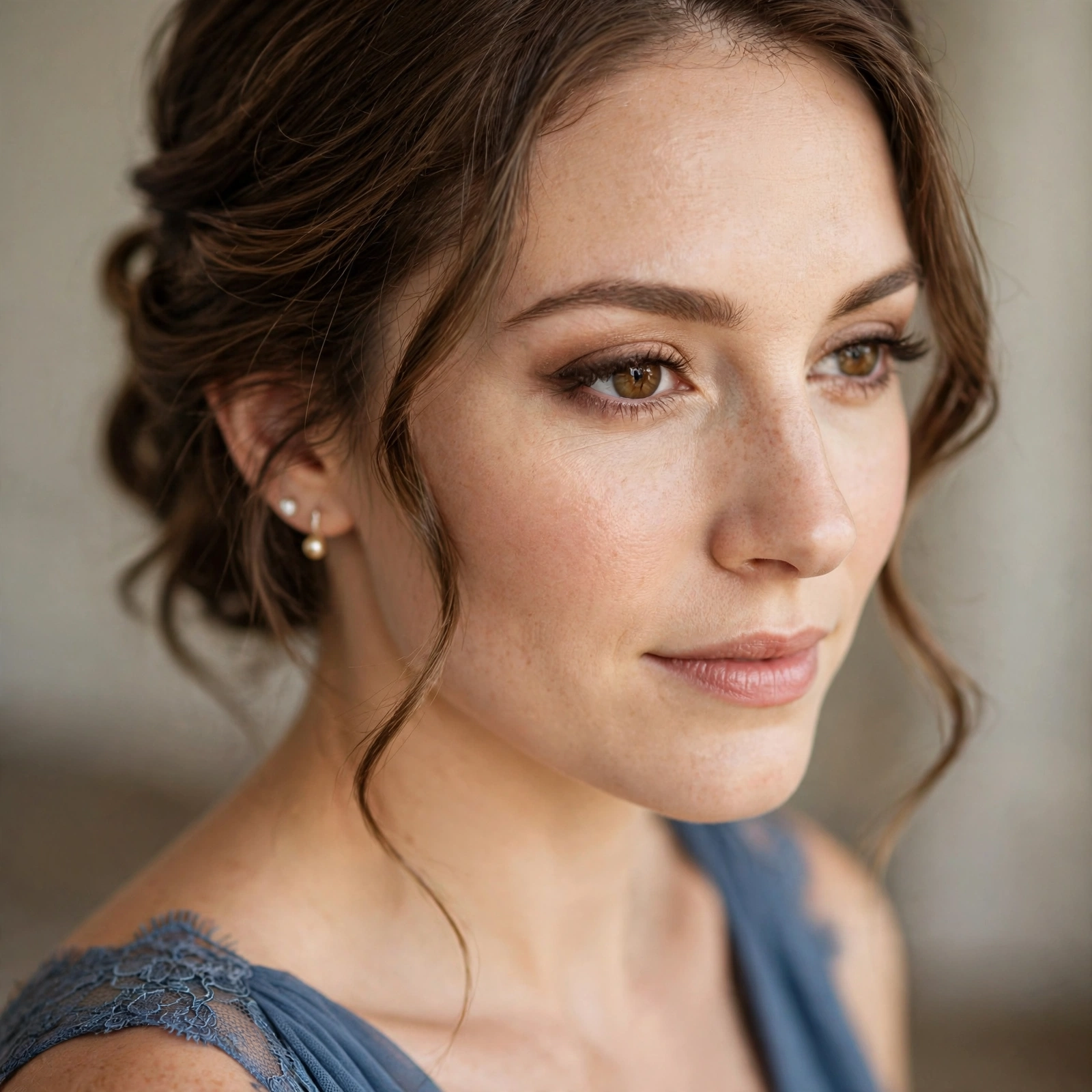 Bridesmaid with soft brown eyeliner