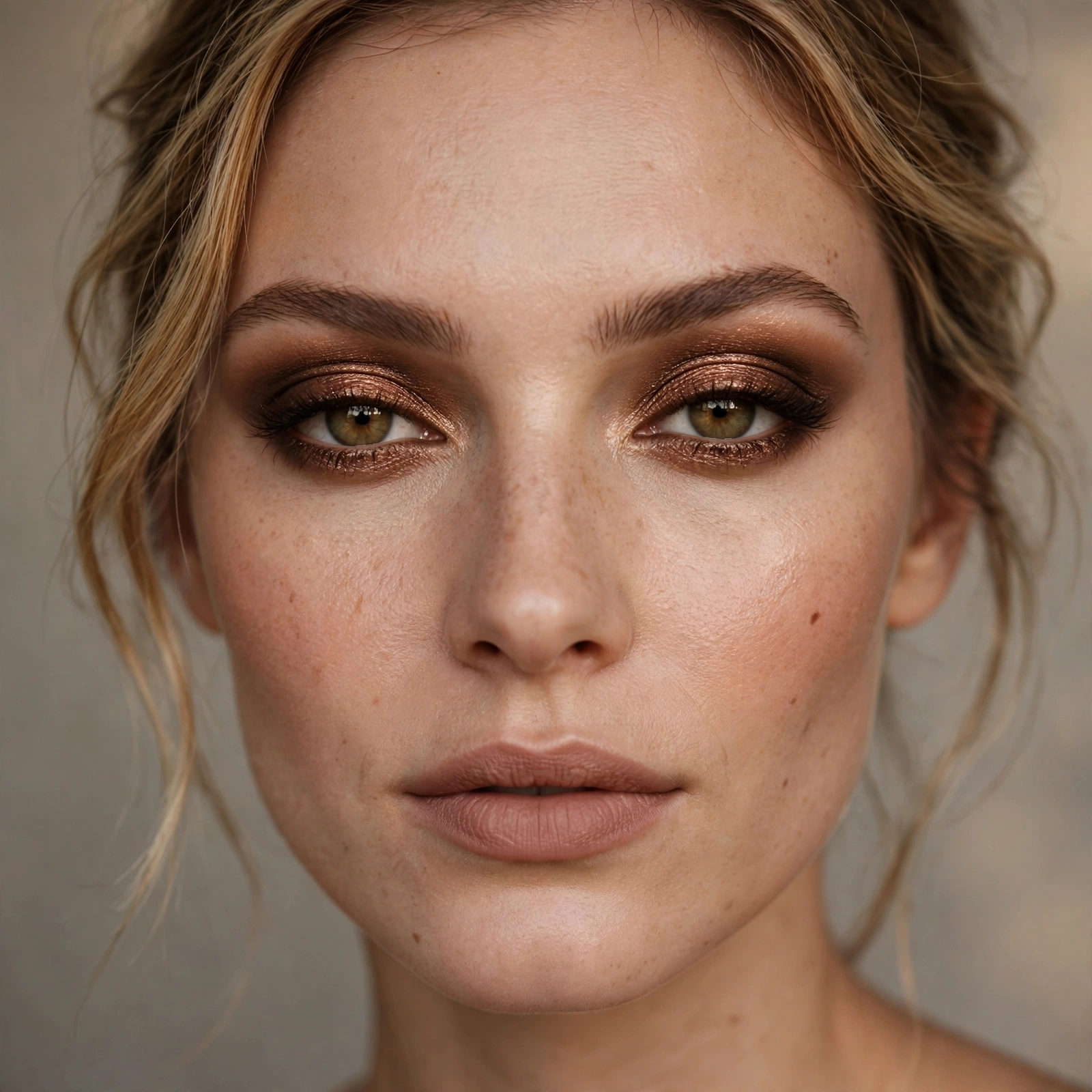 Smoked bronze eyeshadow evening look