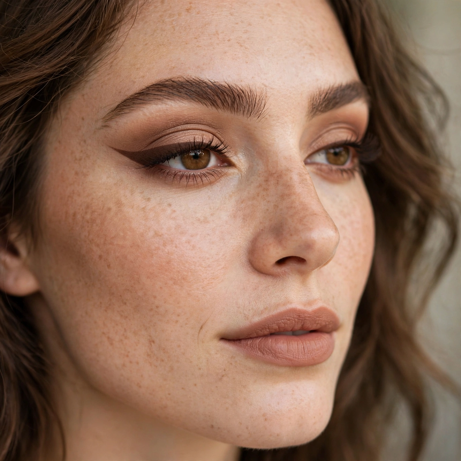 Brown cat eye eyeliner look