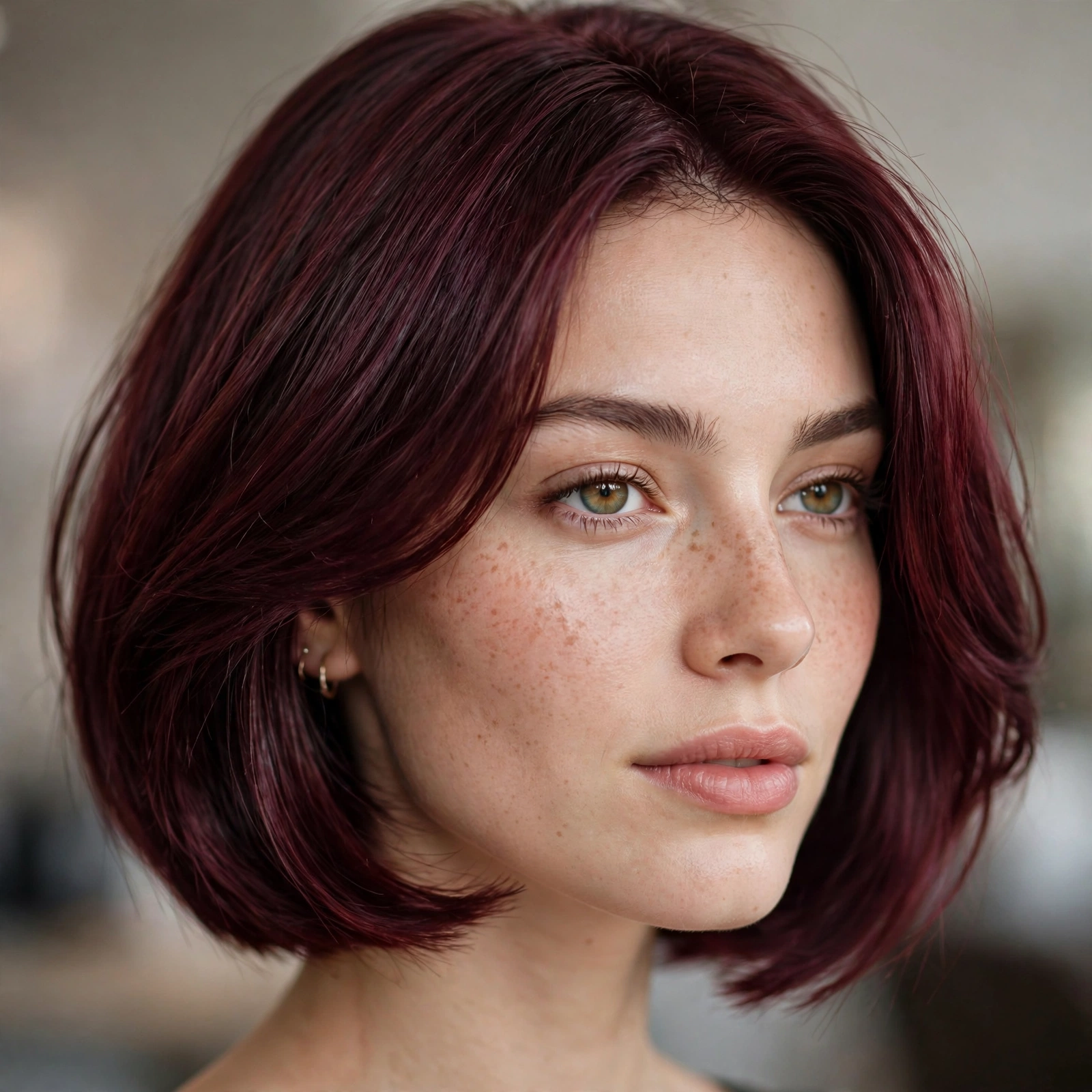 Burgundy bob haircut