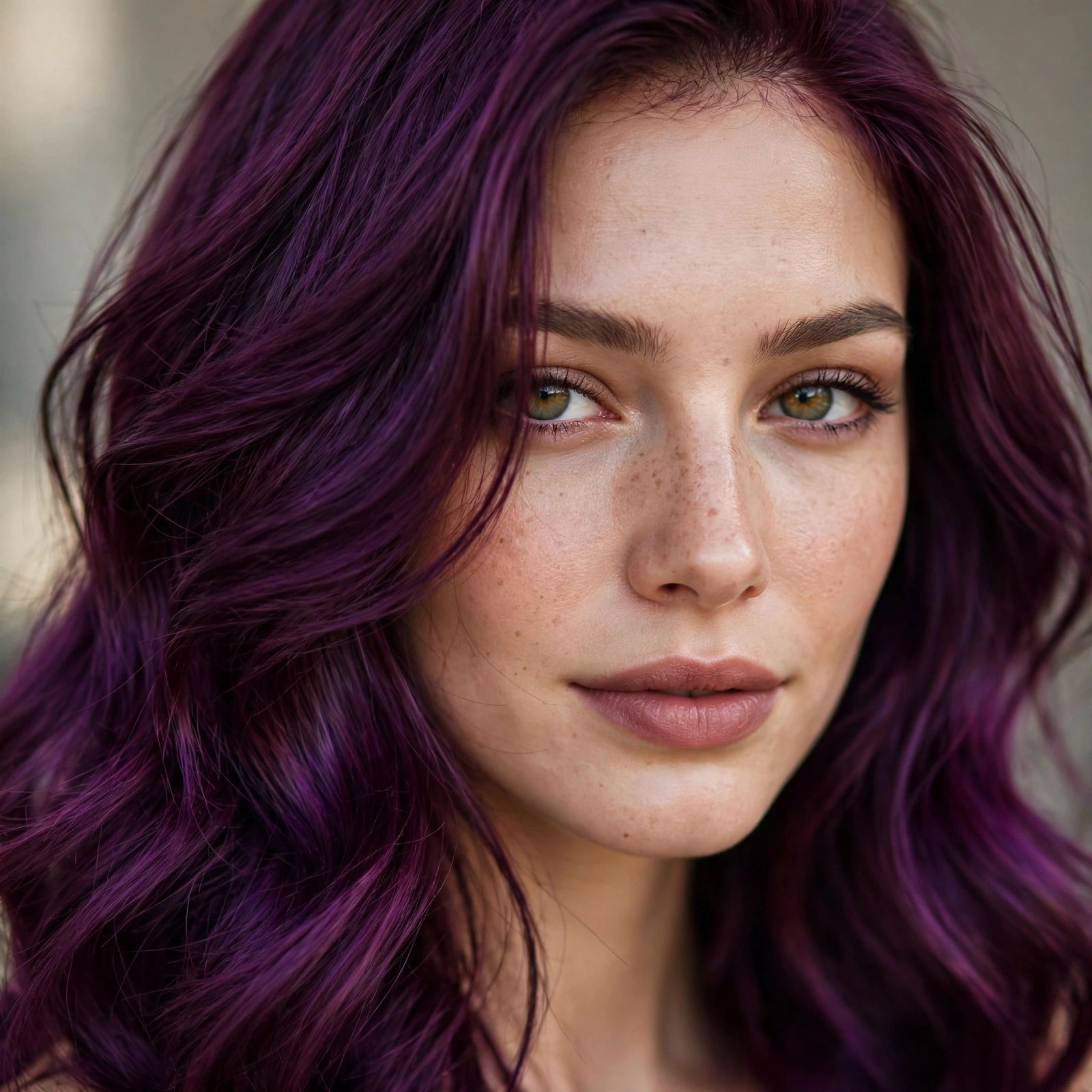 Violet toned burgundy hair color