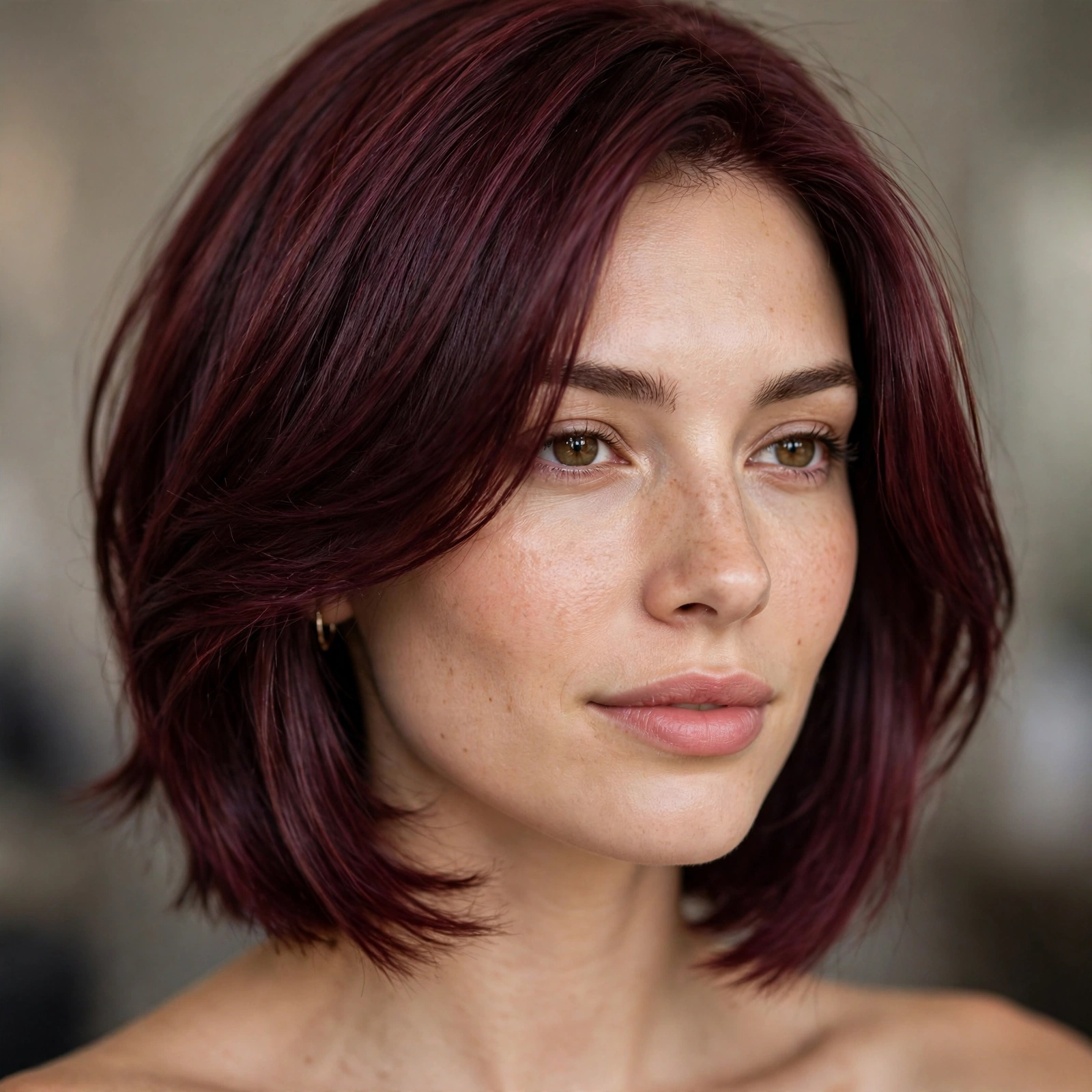 Burgundy lob haircut