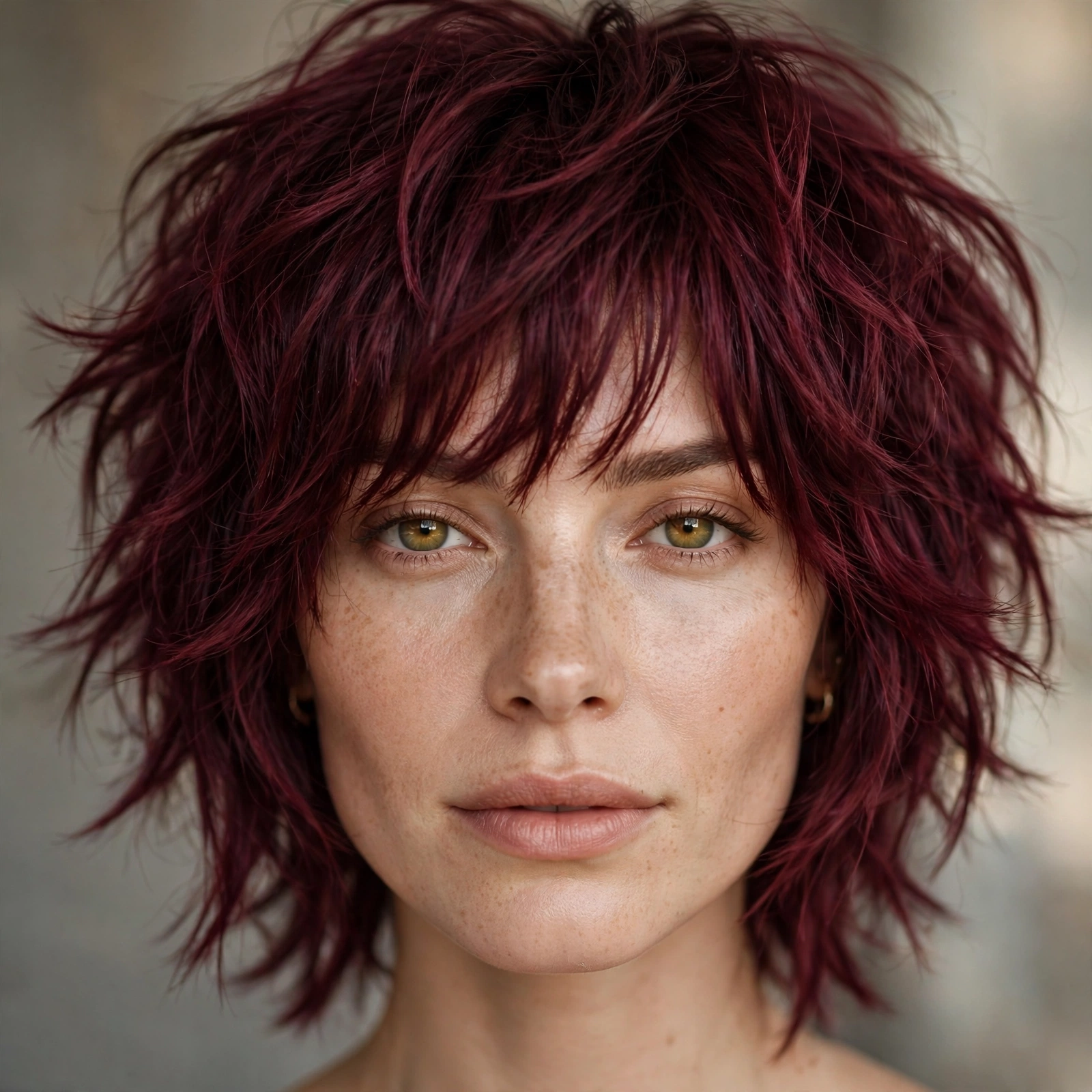 Burgundy shag haircut