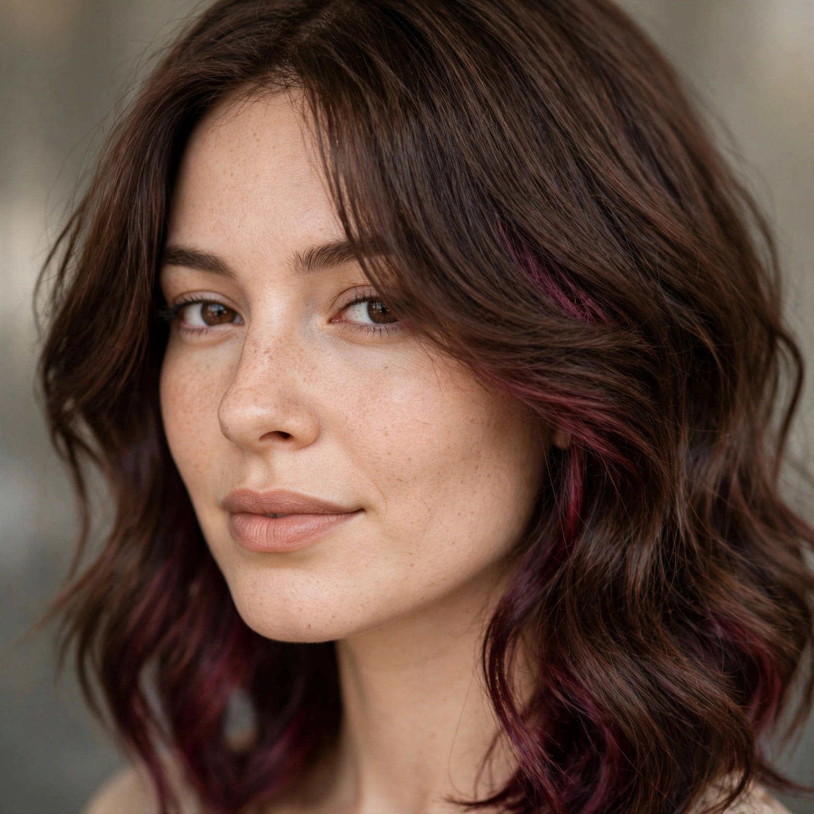 Burgundy peekaboo highlights