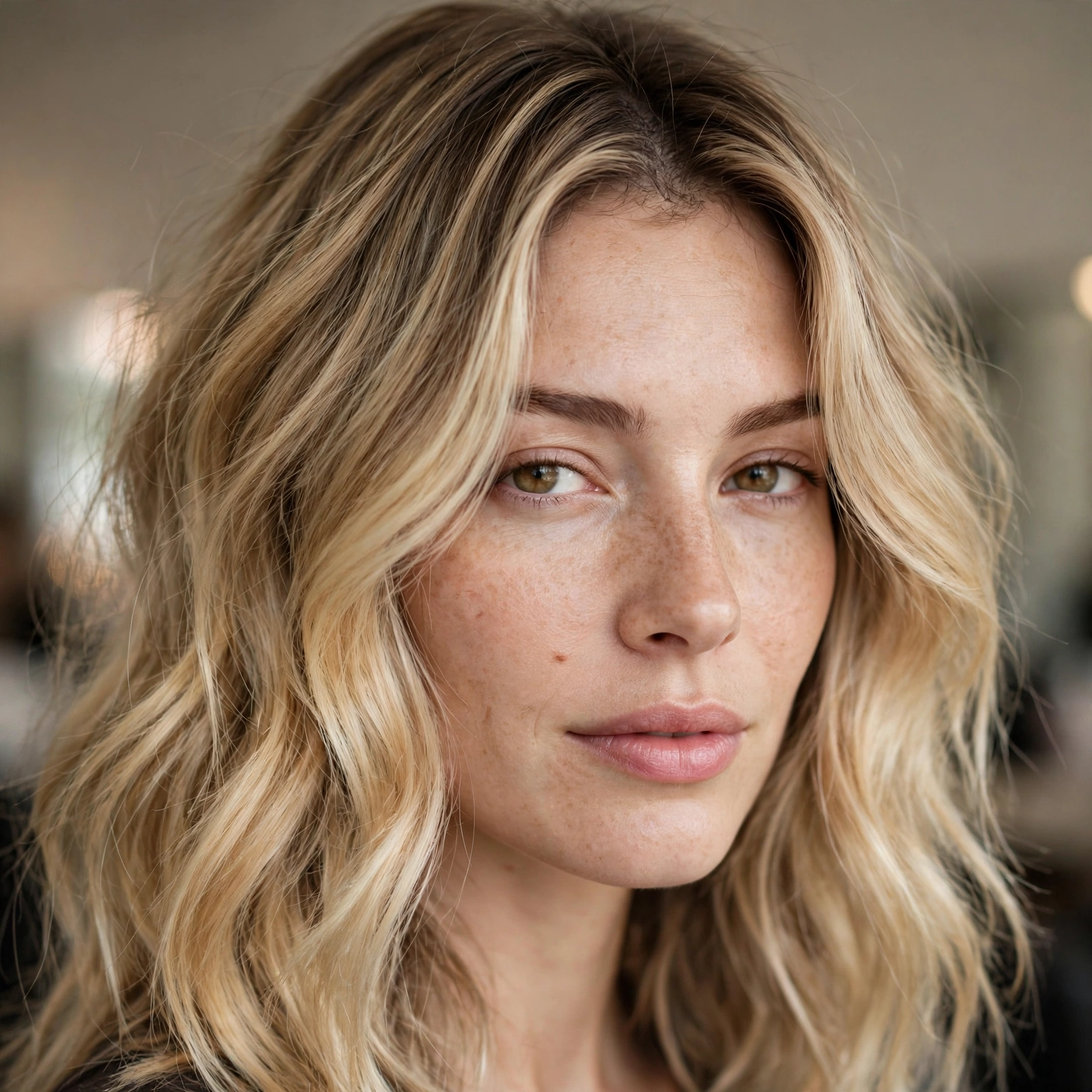 Rooted buttery blonde with natural shadow