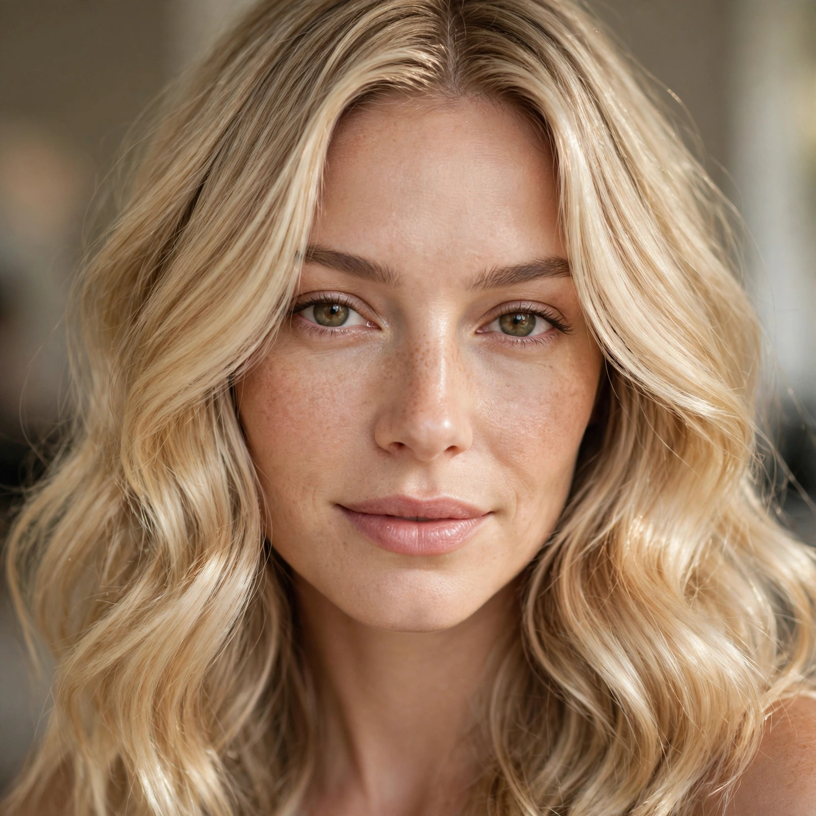Champagne butter blonde with shimmer