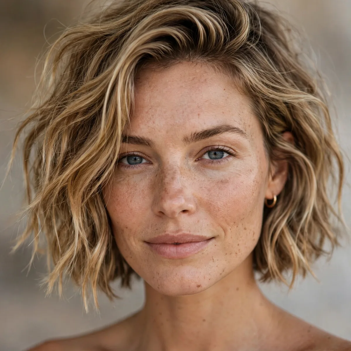 Beachy choppy bob with tousled waves