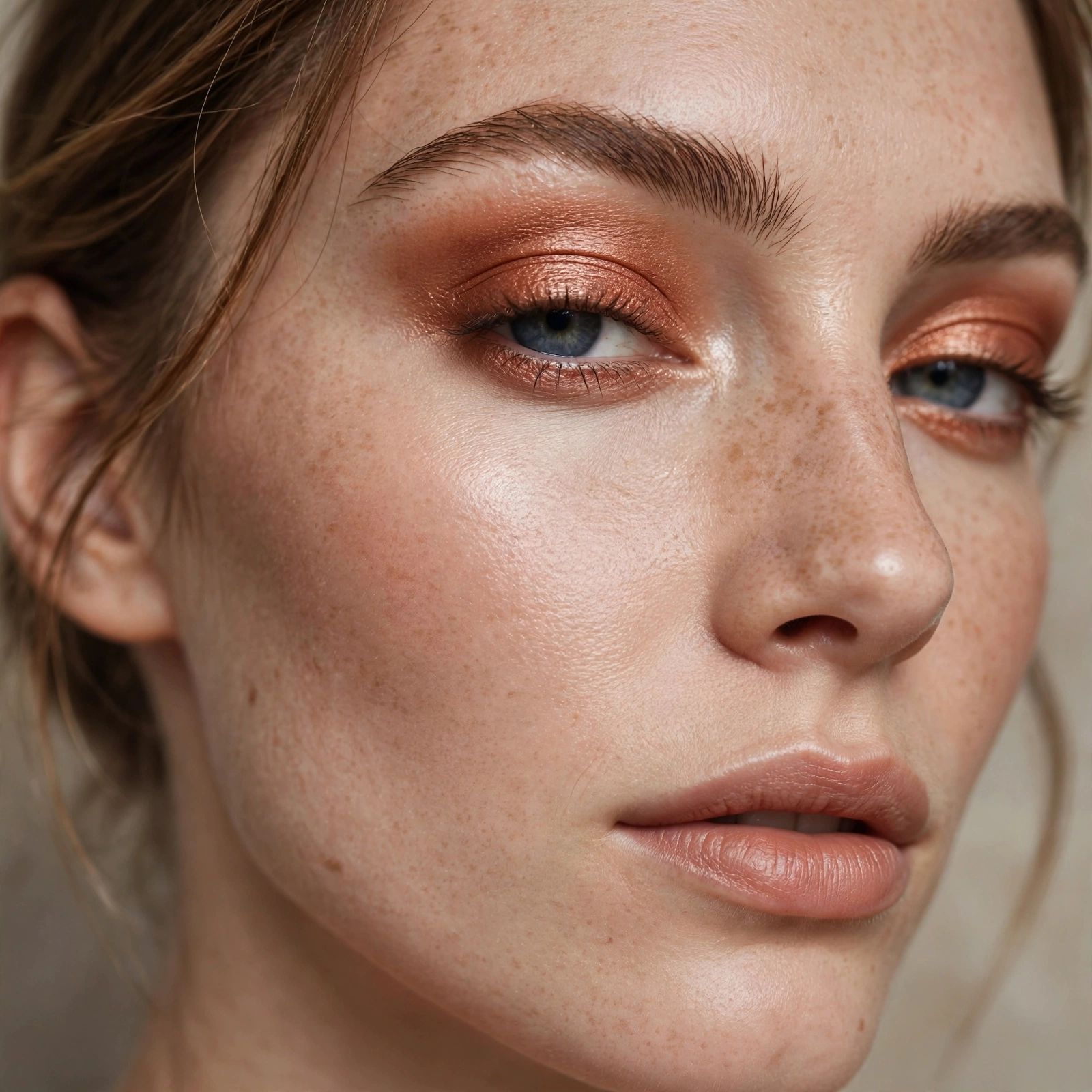 Copper eyeshadow in the crease