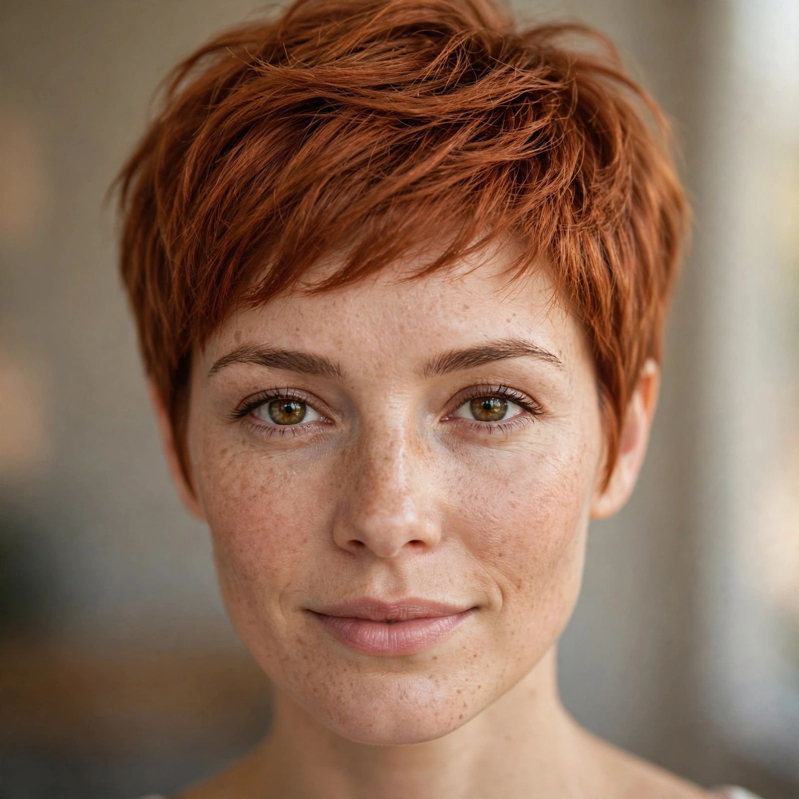 Copper hair color on short pixie