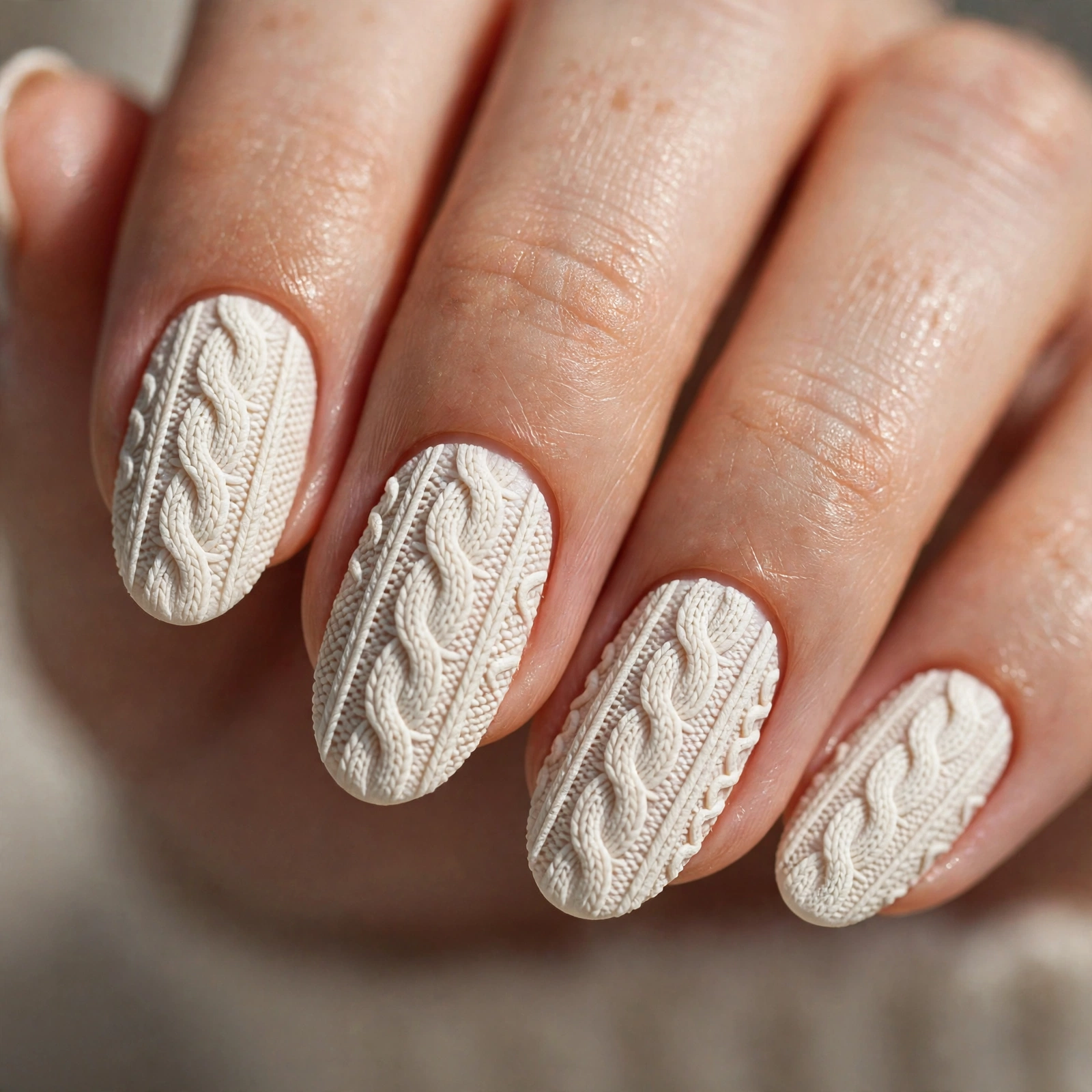 Classic cable knit nail art