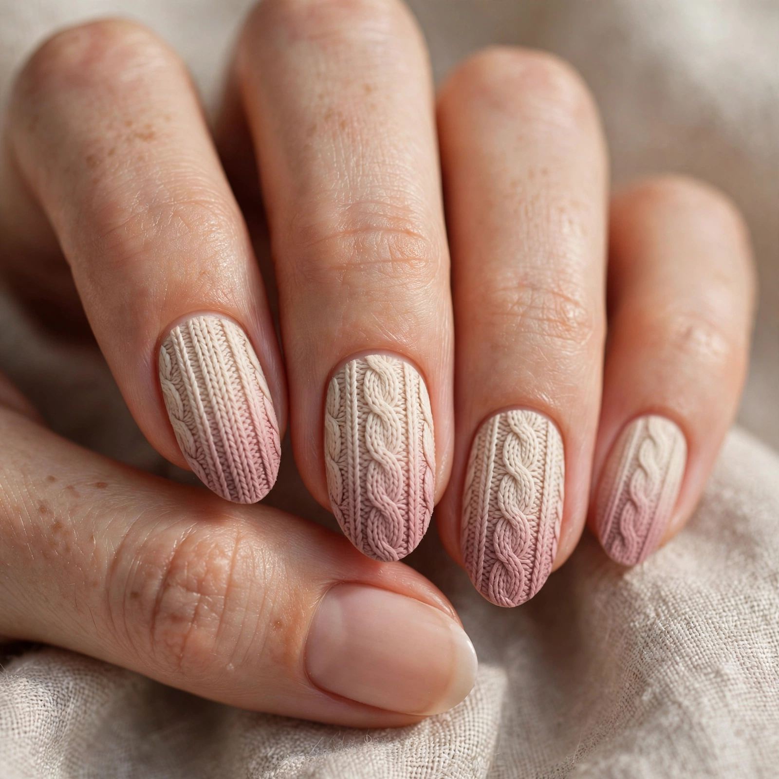 Ombre knit nail art fade