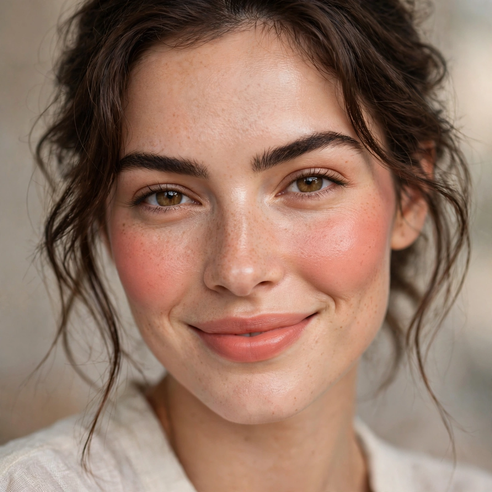Coral cream blush energetic look