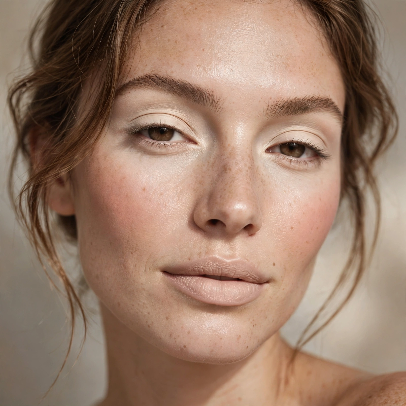 Monochrome cream blush look