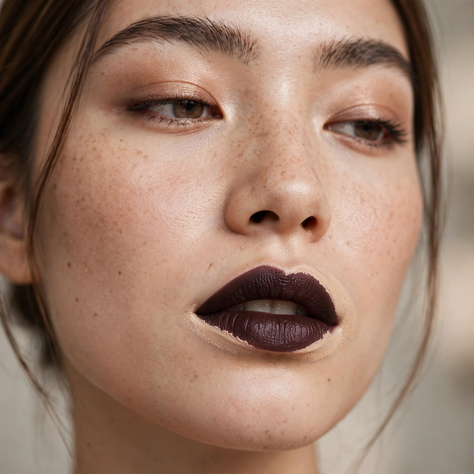 Concealer cleanup around dark lips