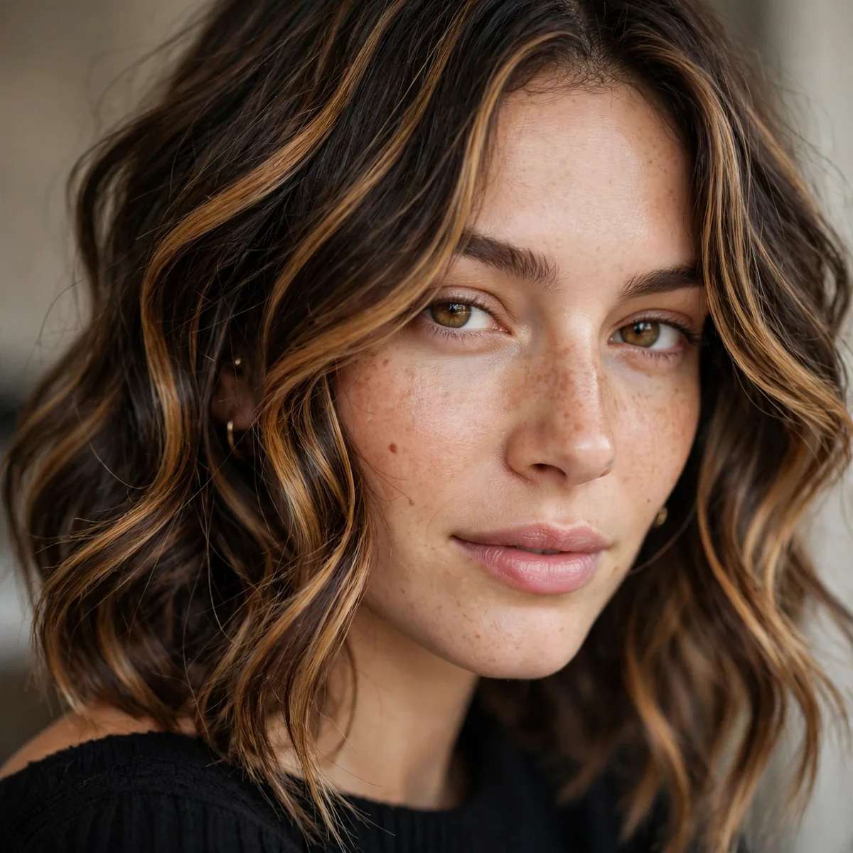 Espresso and caramel ribbon balayage