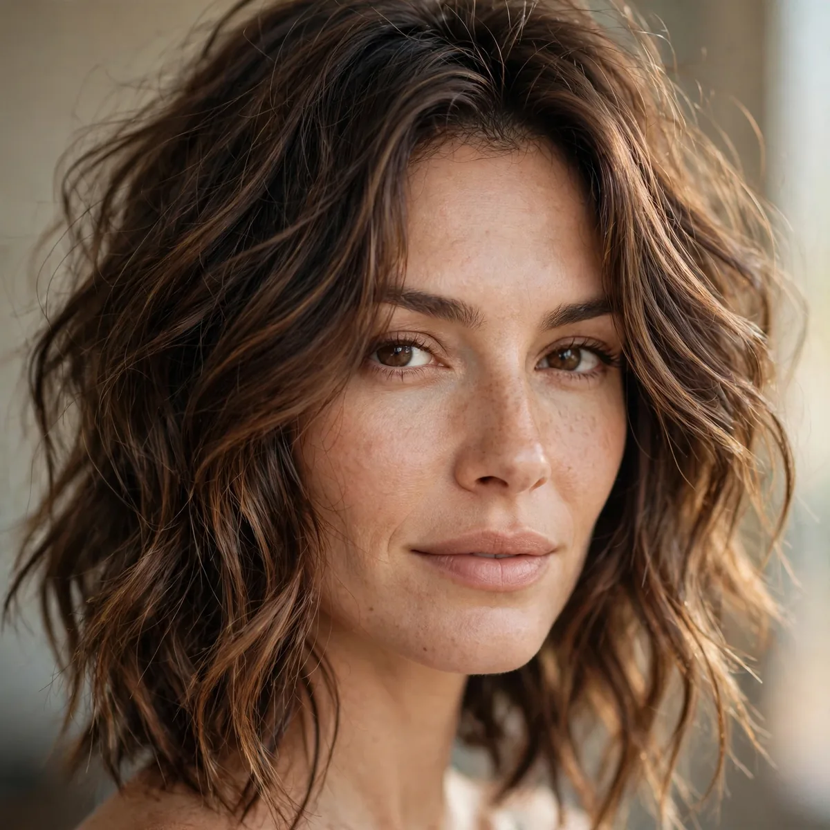 Natural undone dimensional brunette hair