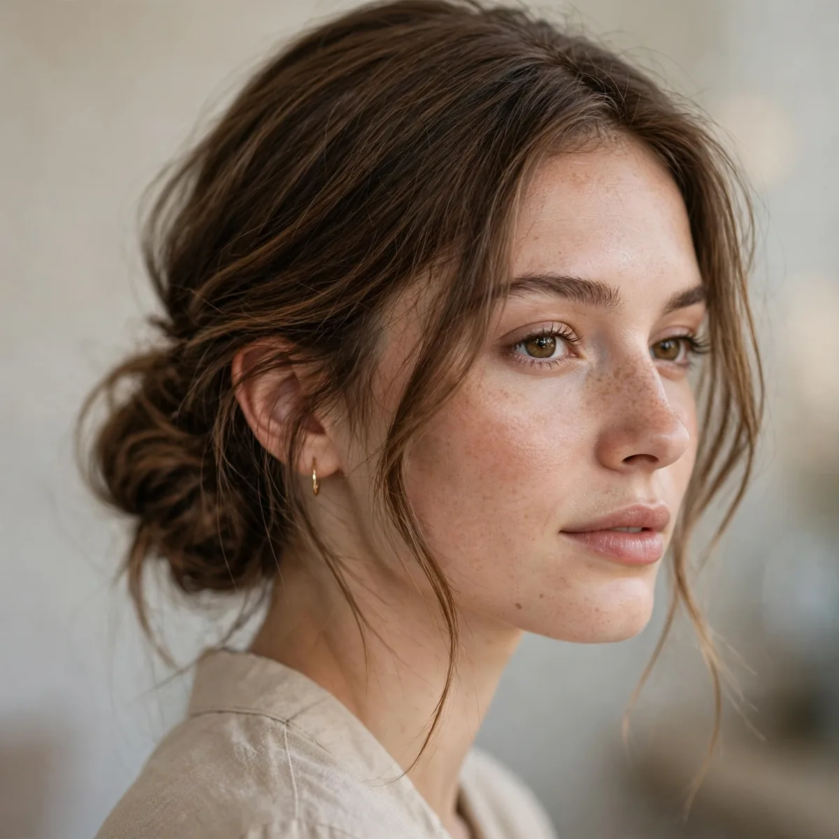 Loose low chignon for everyday wear