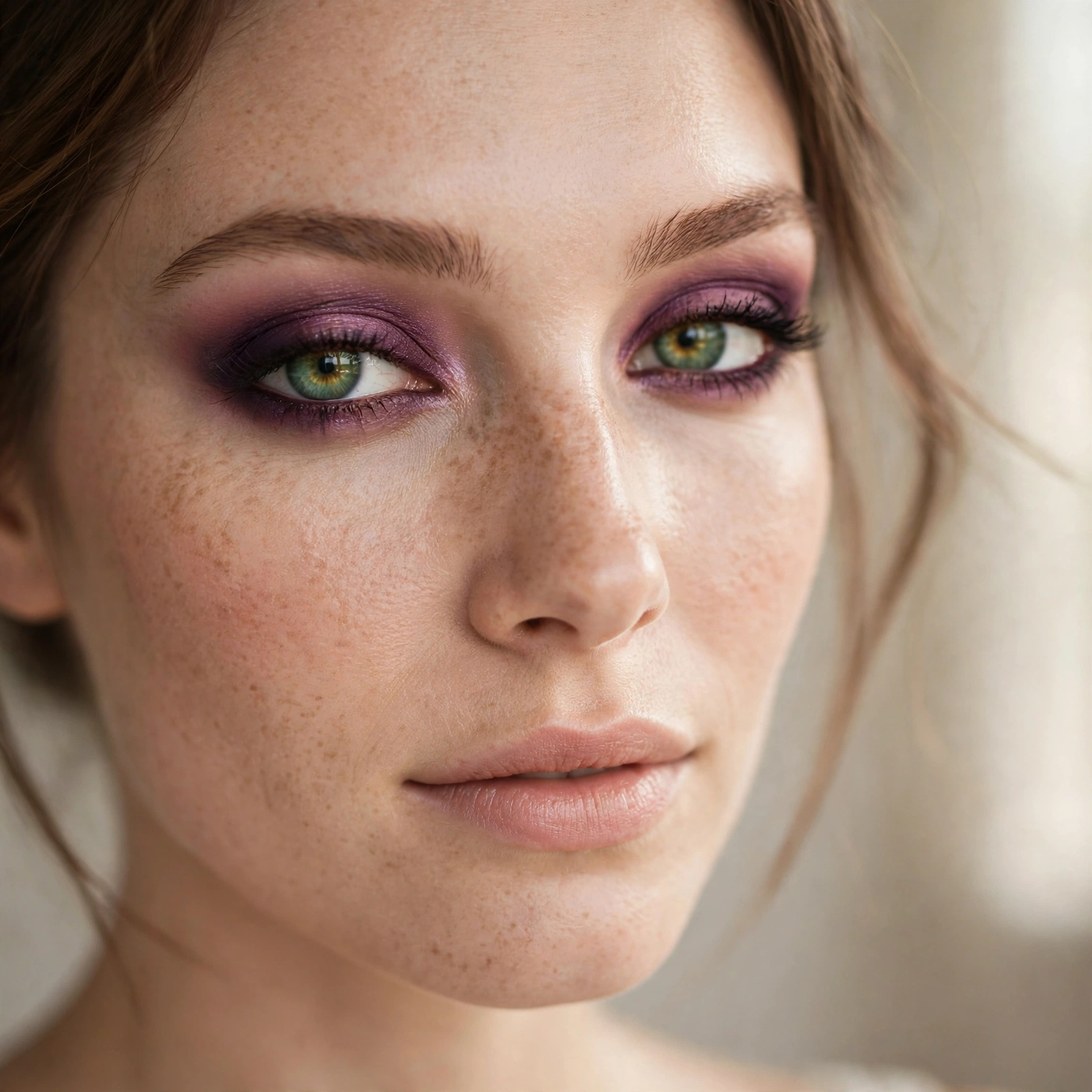 Plum smokey eye on green eyes