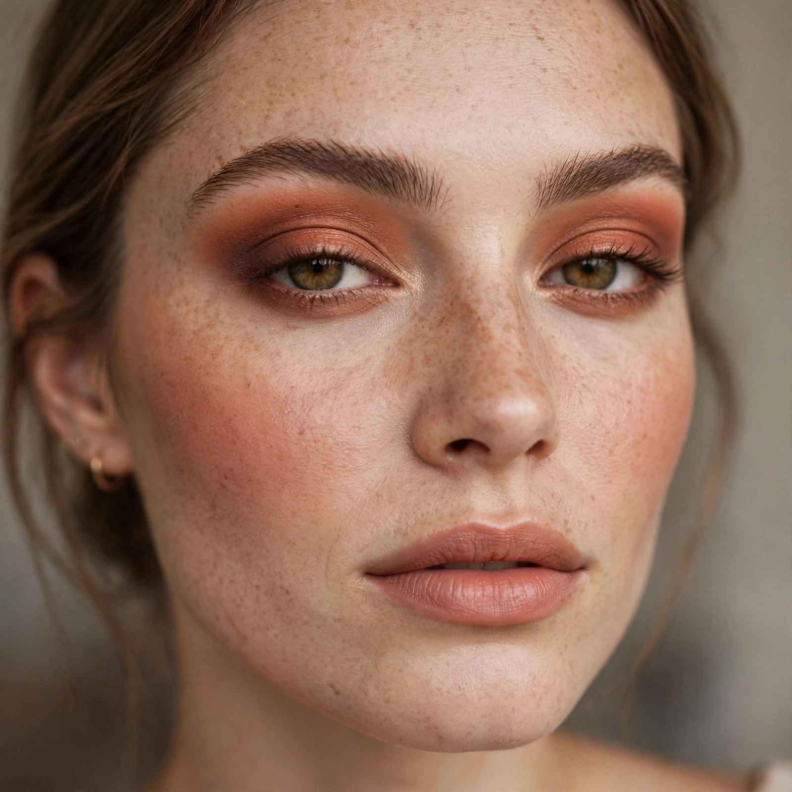 Terracotta eyeshadow blended look