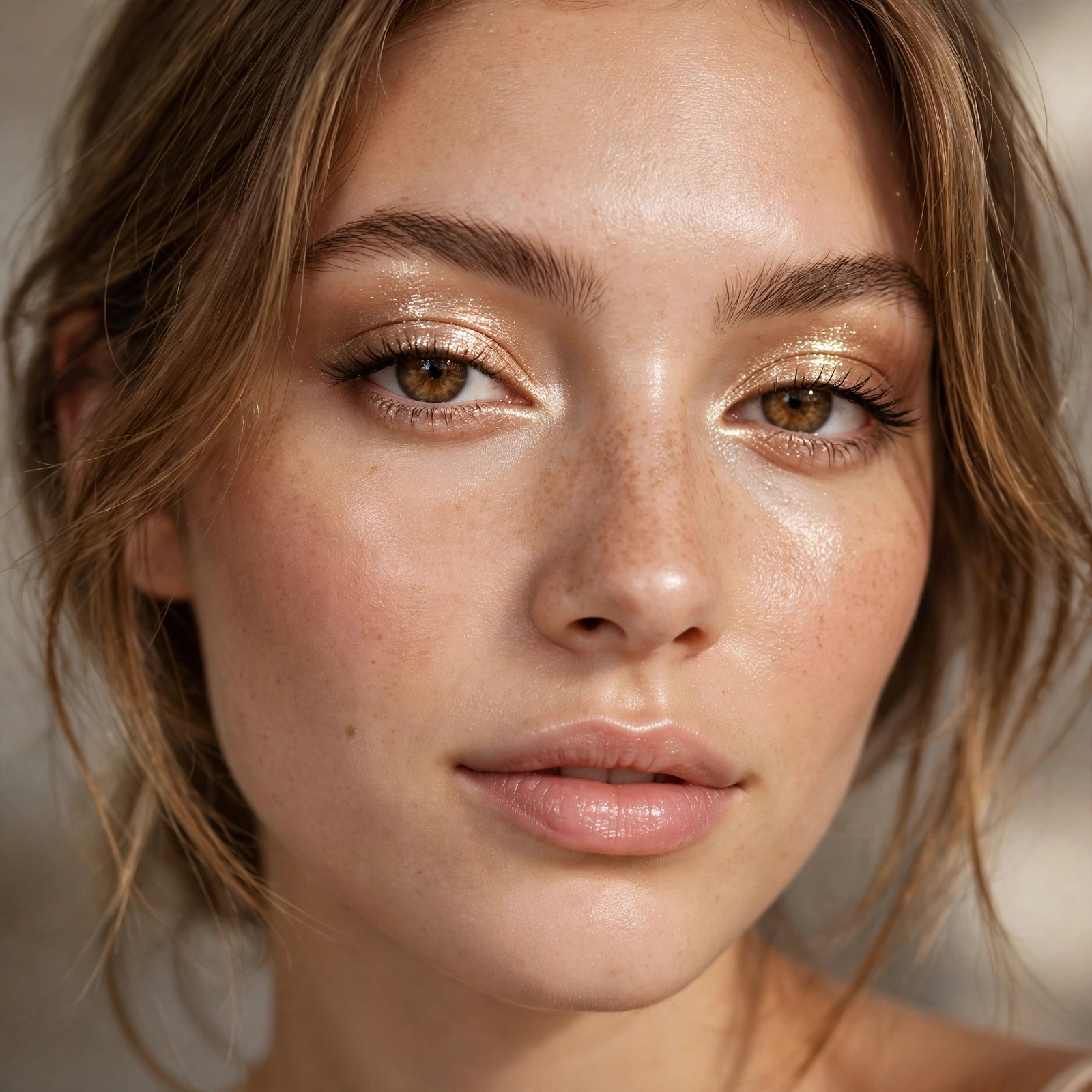 Champagne shimmer eyeshadow look