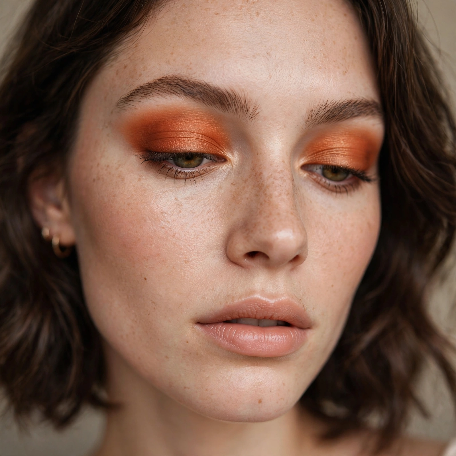 Burnt orange eyeshadow in crease