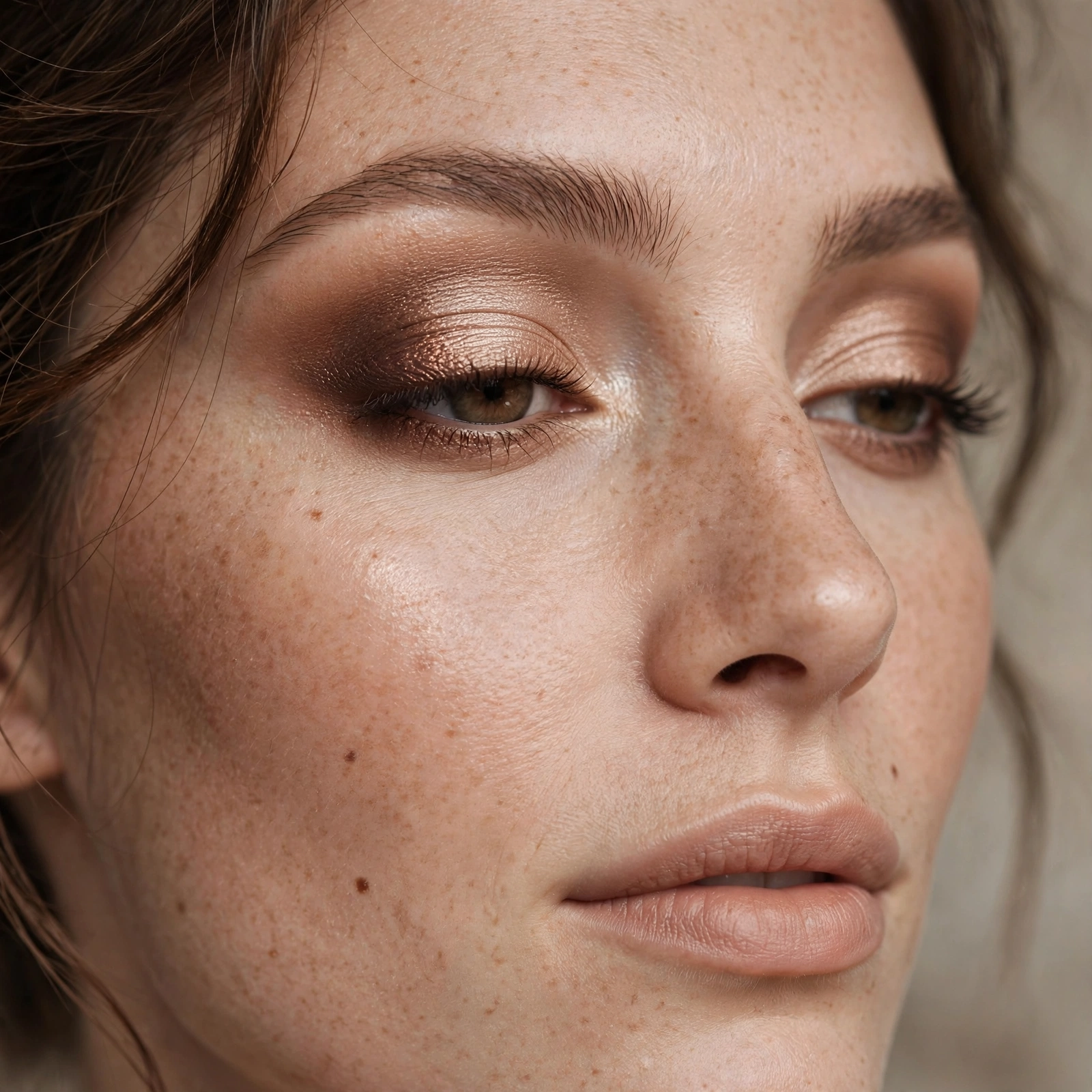 Sand and bronze eyeshadow combination