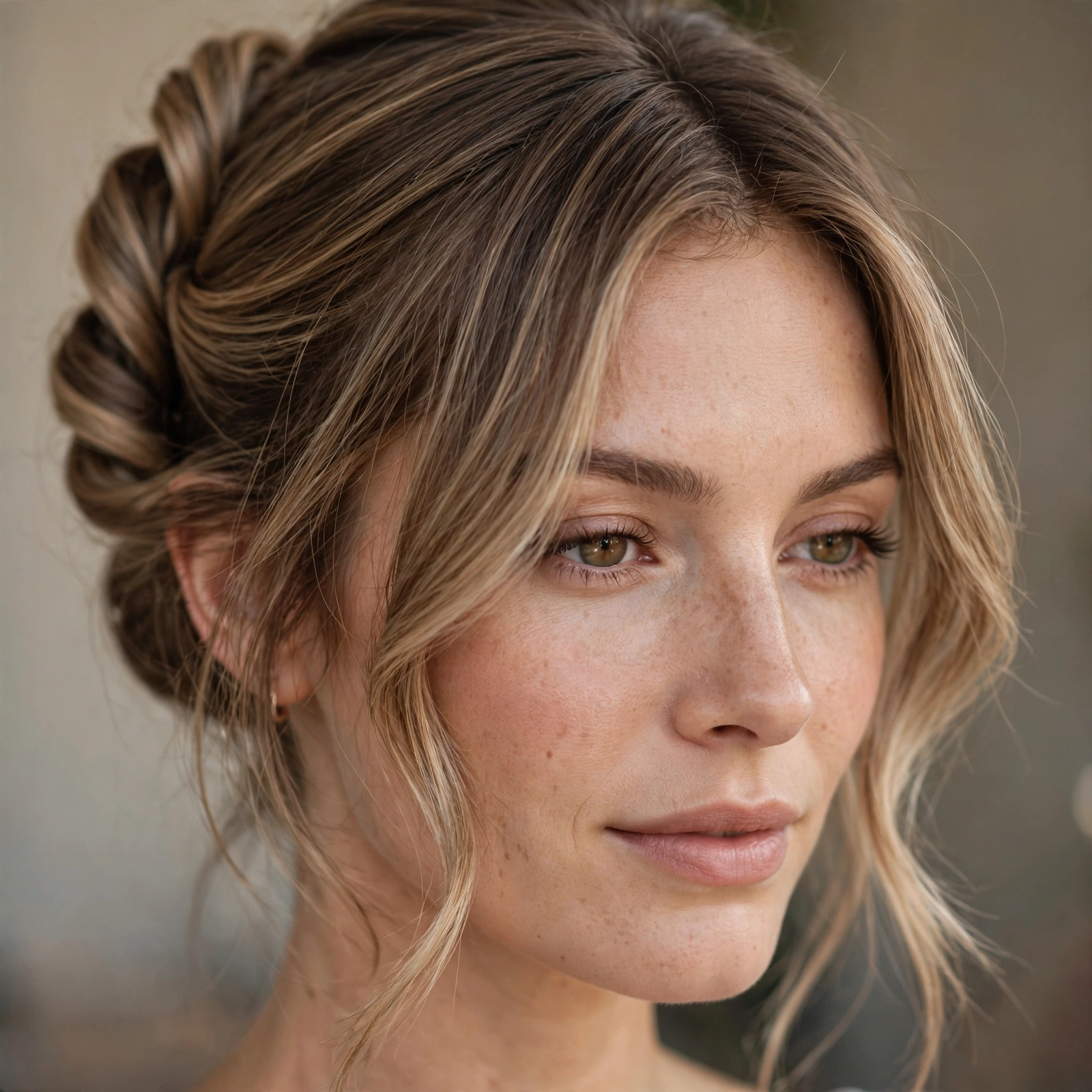 French twist with soft face-framing layers
