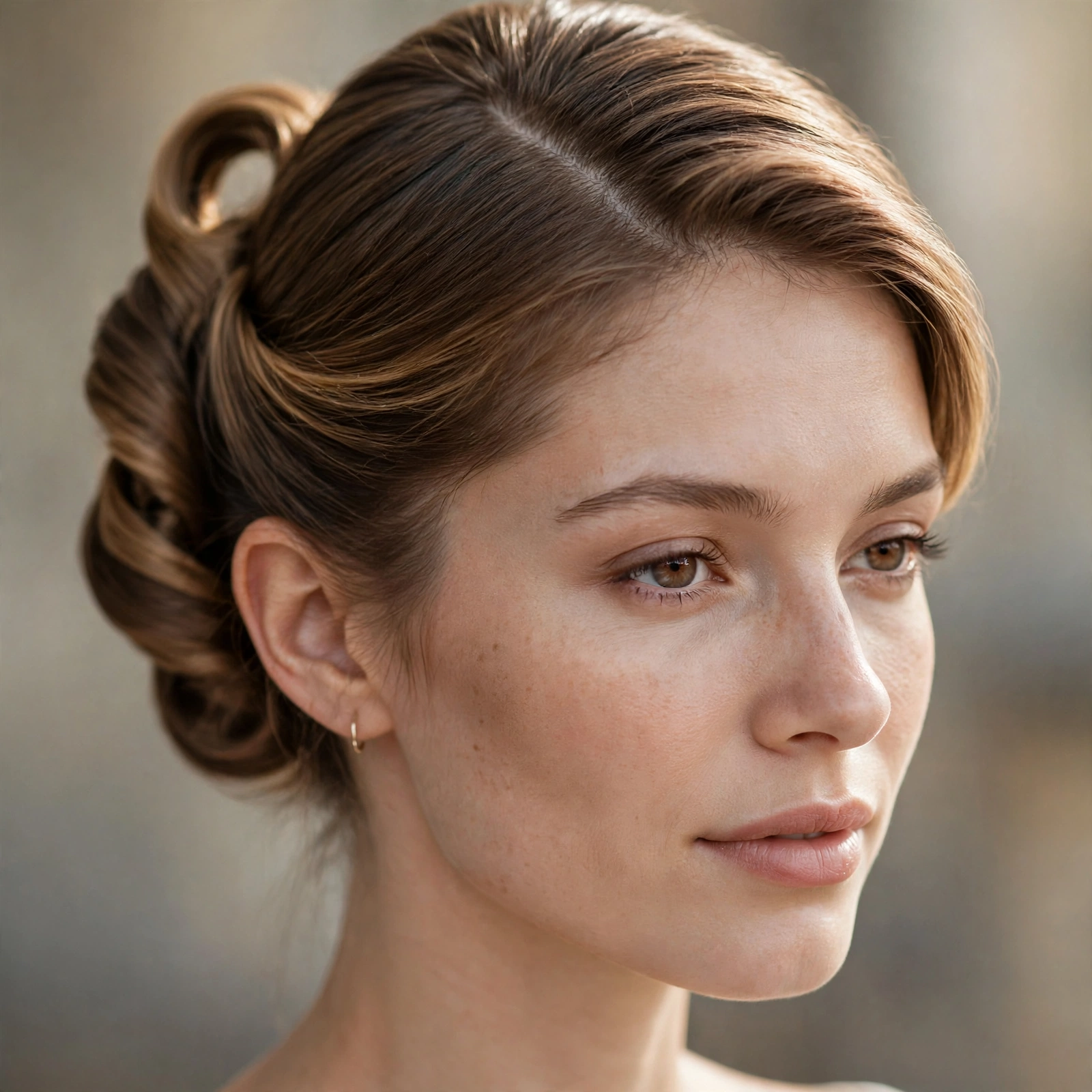 French twist styled with a deep side part