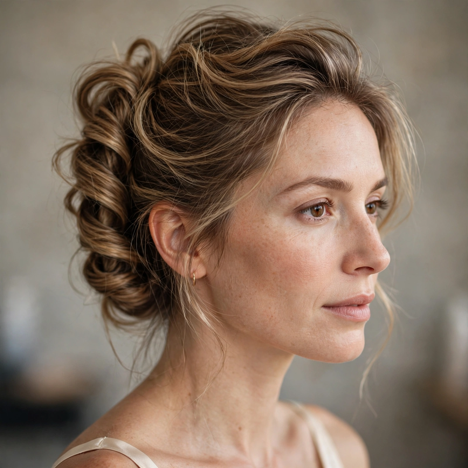 Textured French twist adding fullness to fine hair