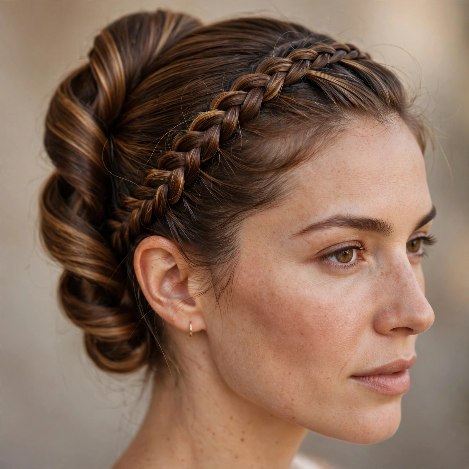French twist with a braid running along its edge