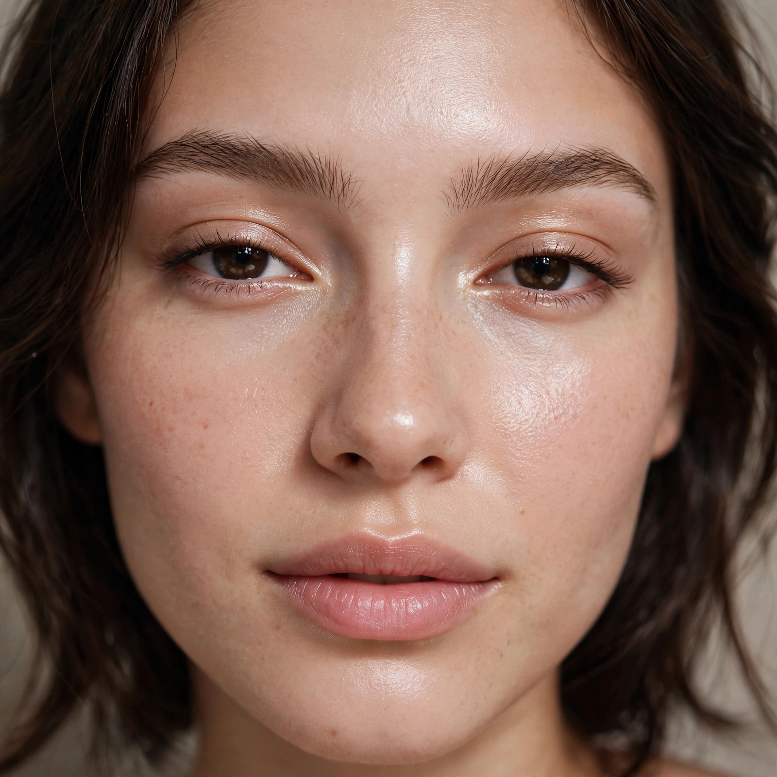 Feathered brows with glass skin